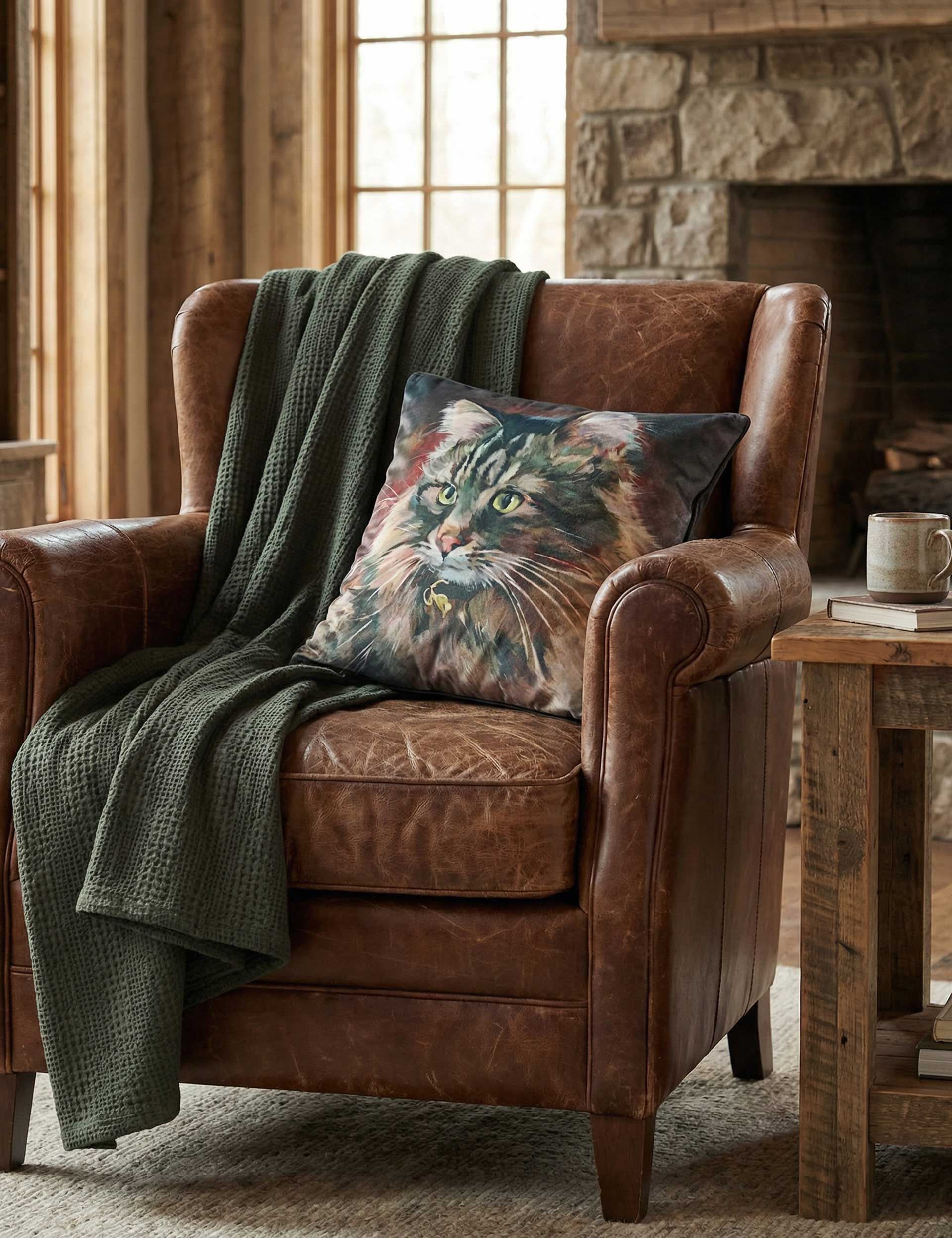 MM Linen Cat n Mouse cushion 50 cm - British product