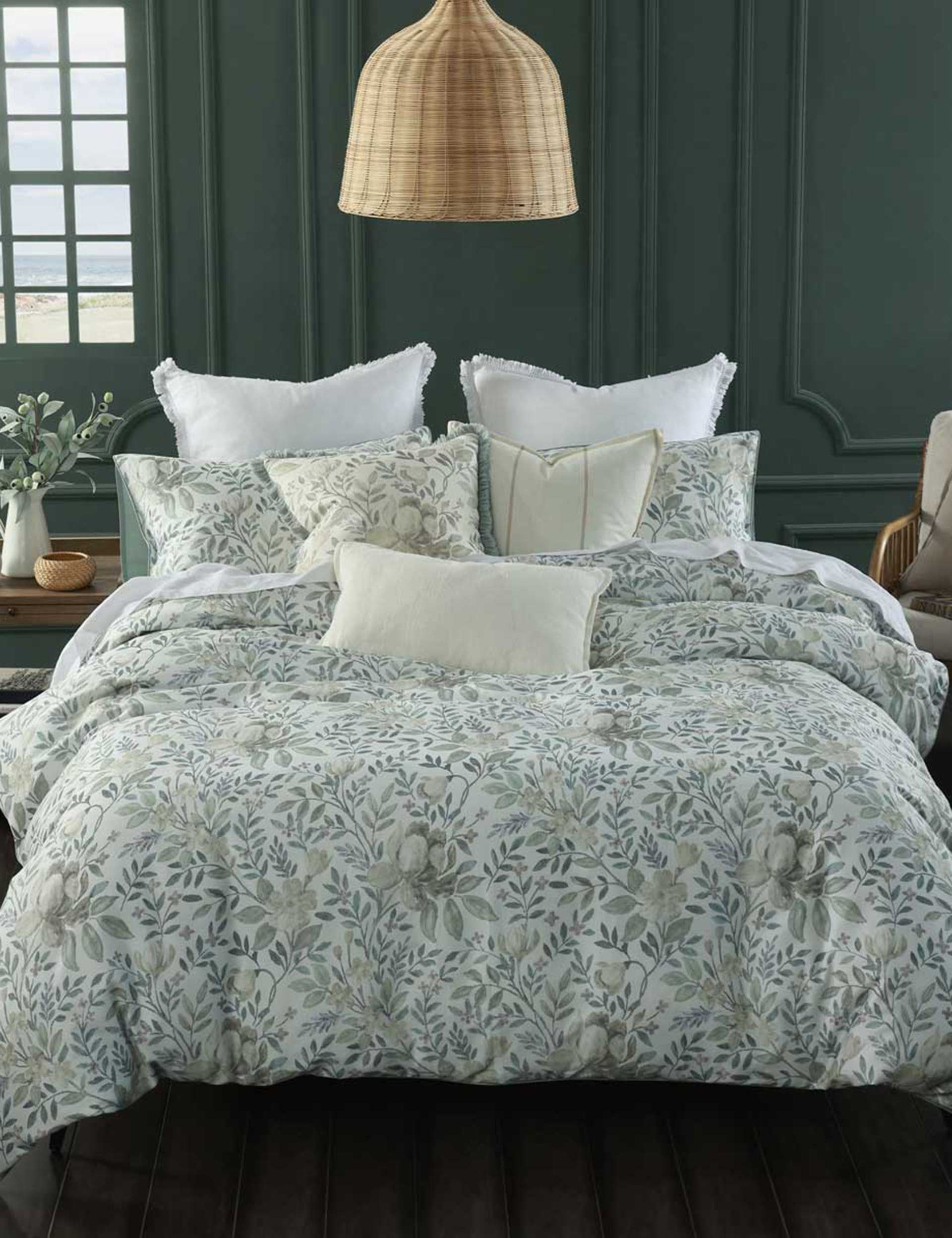 MM Linen pure cotton bedding set floral leaf design - British product