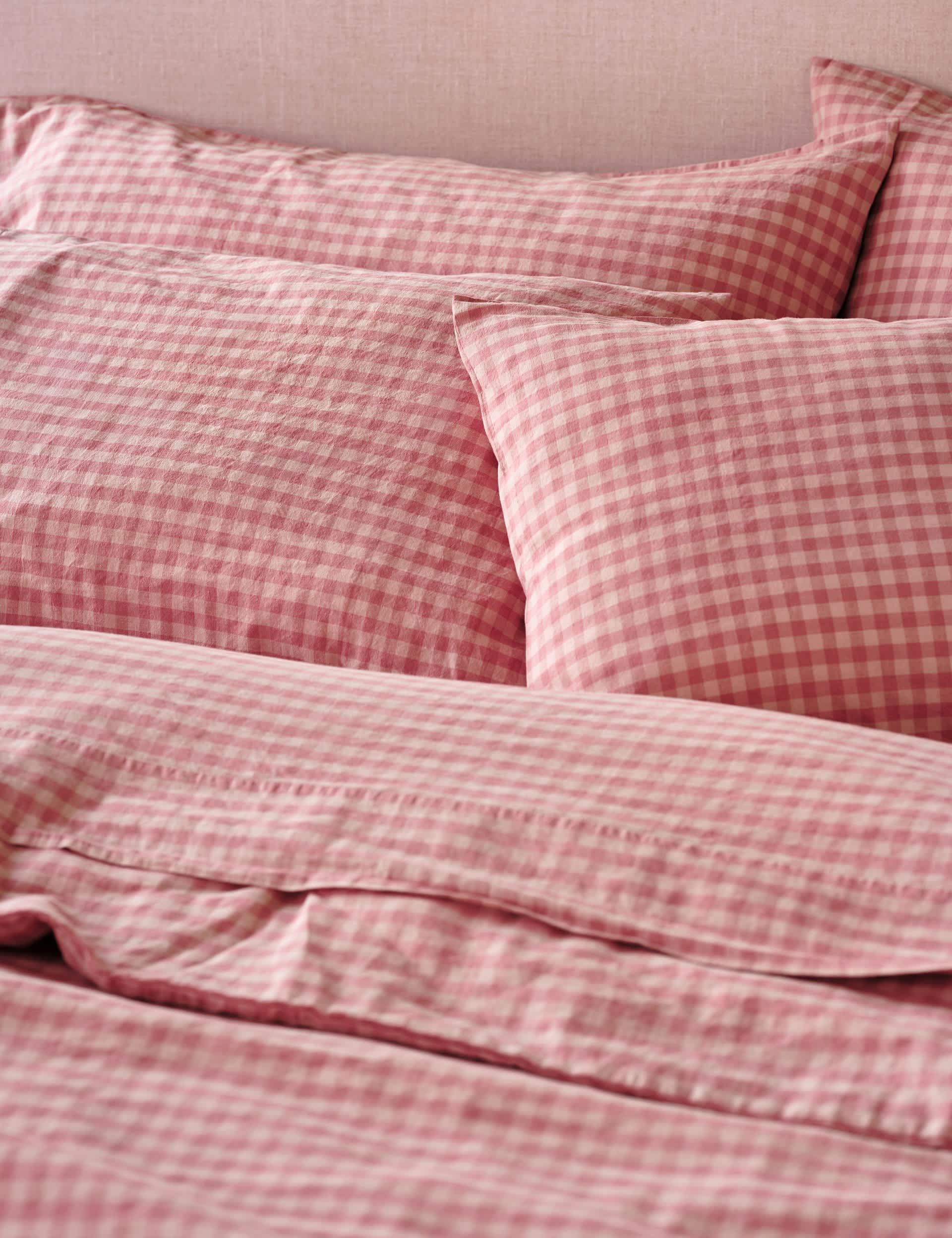 Piglet in Bed gingham linen-cotton pillowcases set of 2 (British brand)
