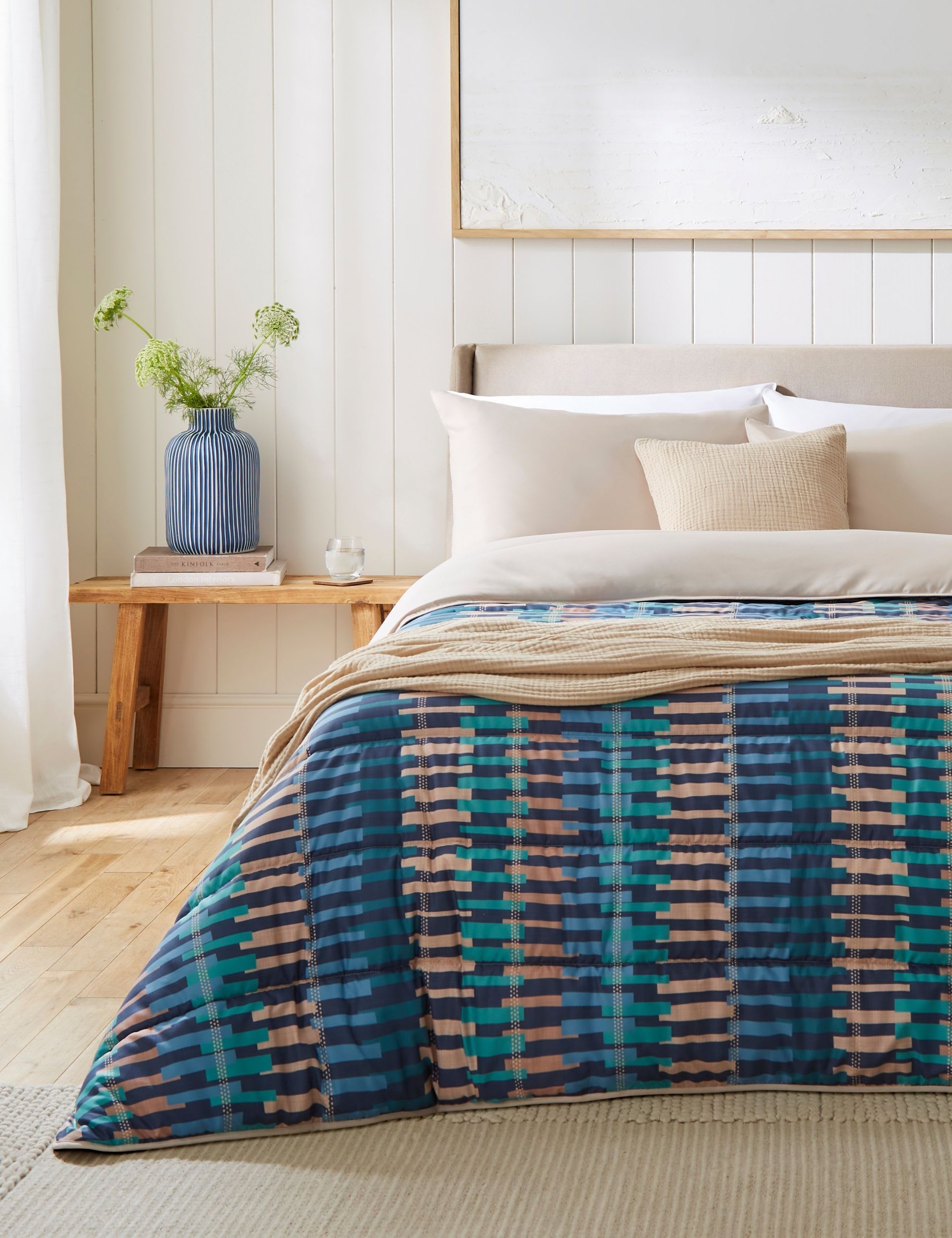 Night Lark striped coverless duvet set 10.5 tog - British product
