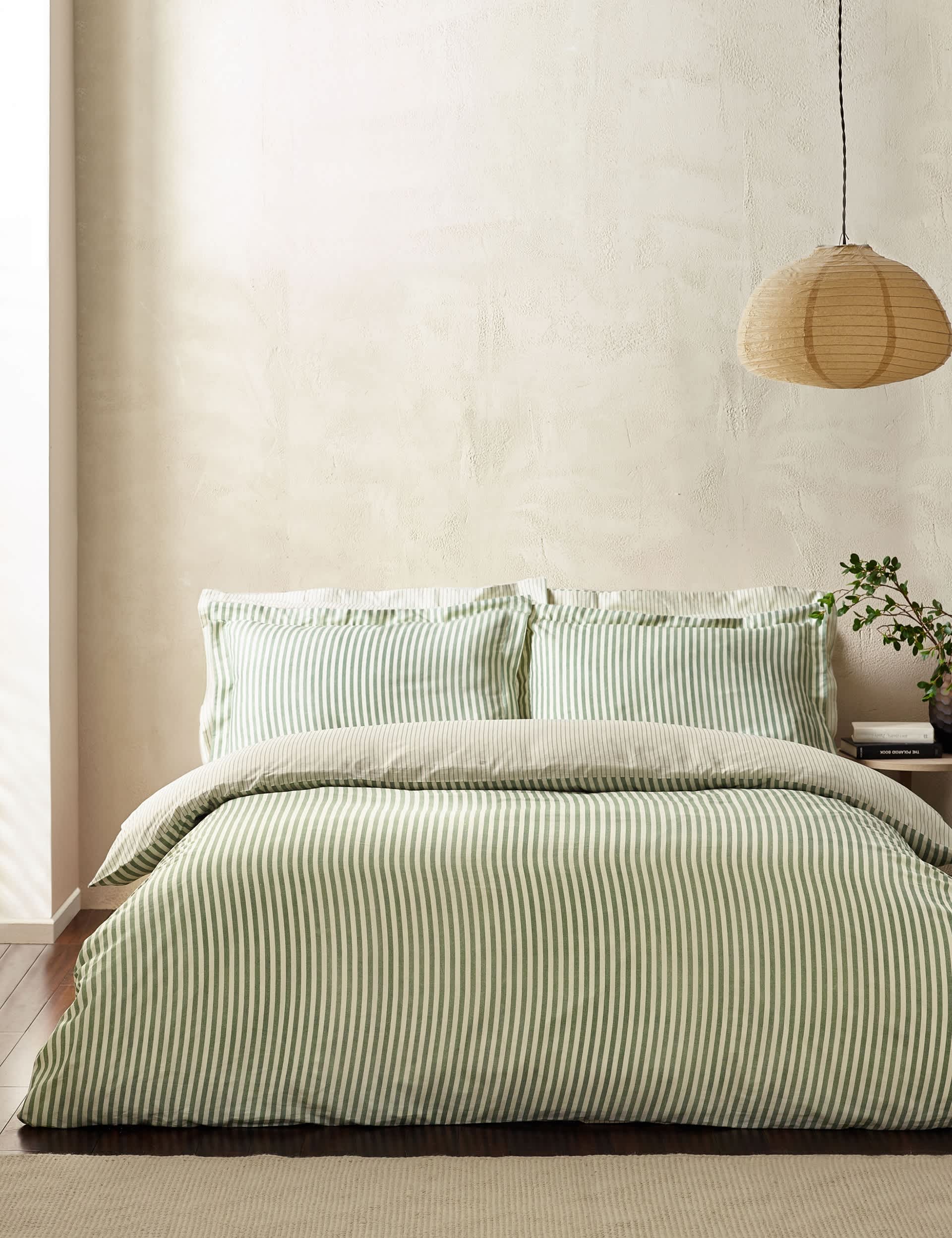 Yard Hebden striped cotton reversible bedding set, UK version
