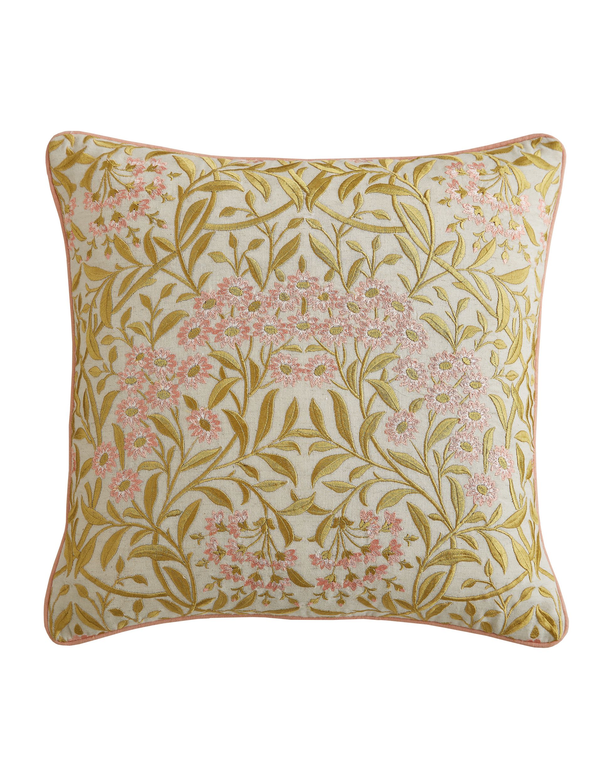 William Morris Michaelmas Daisy embroidered cushion 43x43cm - British product