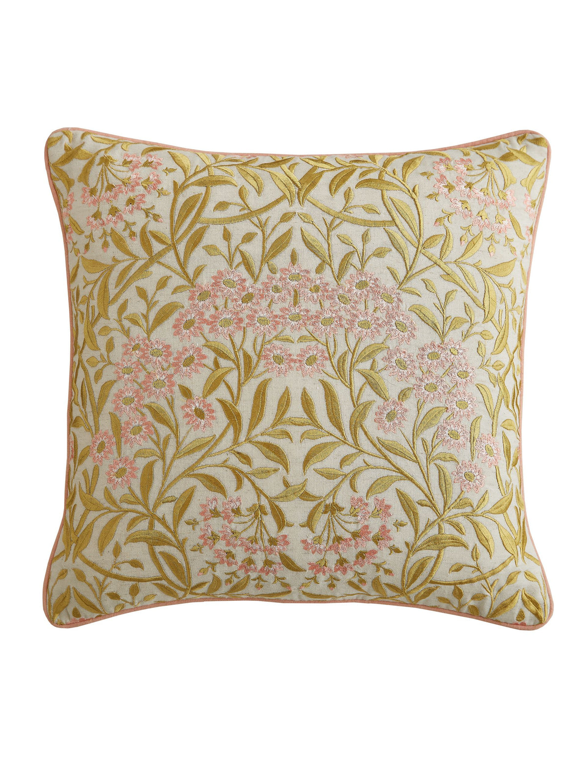 William Morris Michaelmas Daisy embroidered cushion 43x43cm - British product