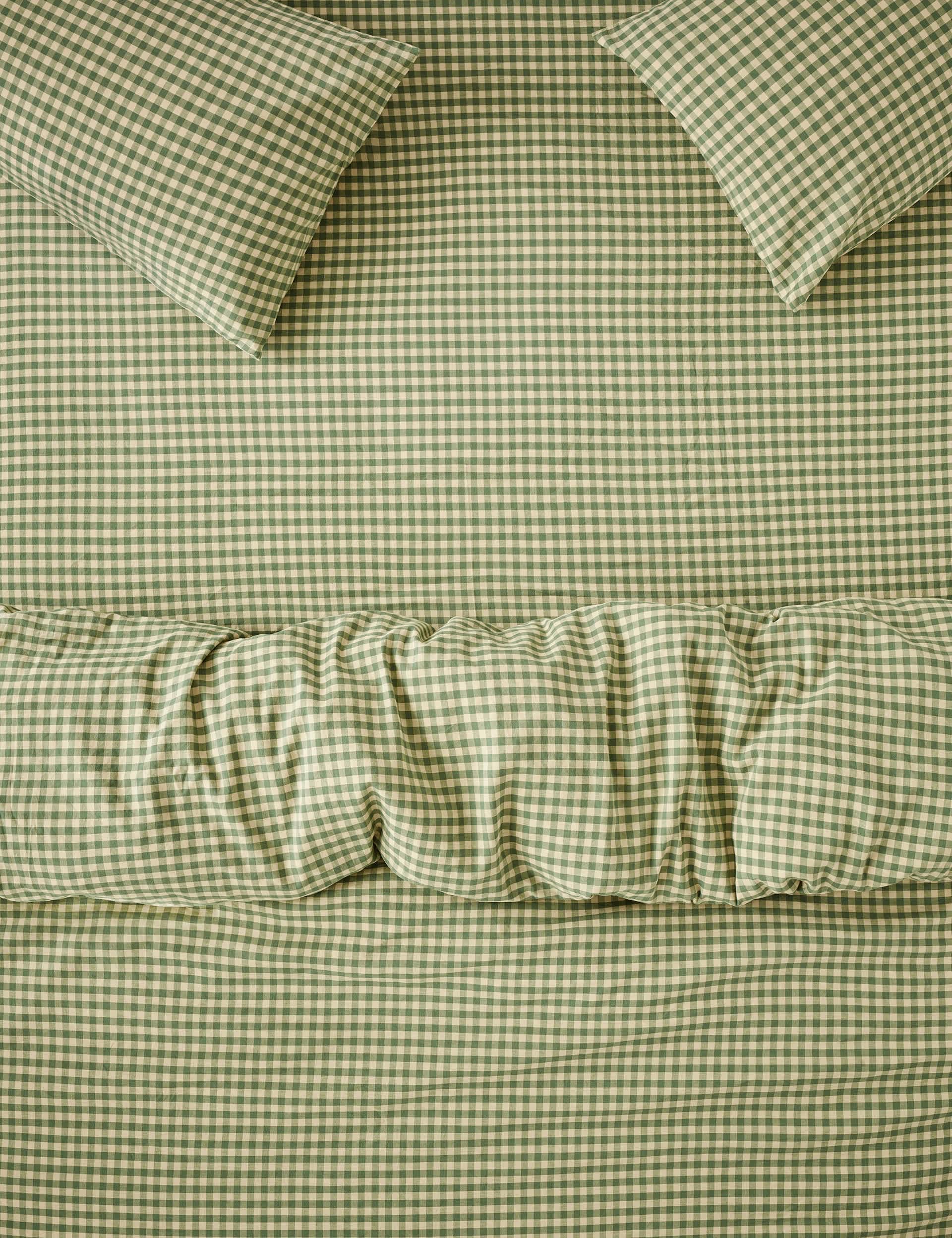 Piglet In Bed Linen Blend Gingham Fitted Sheet