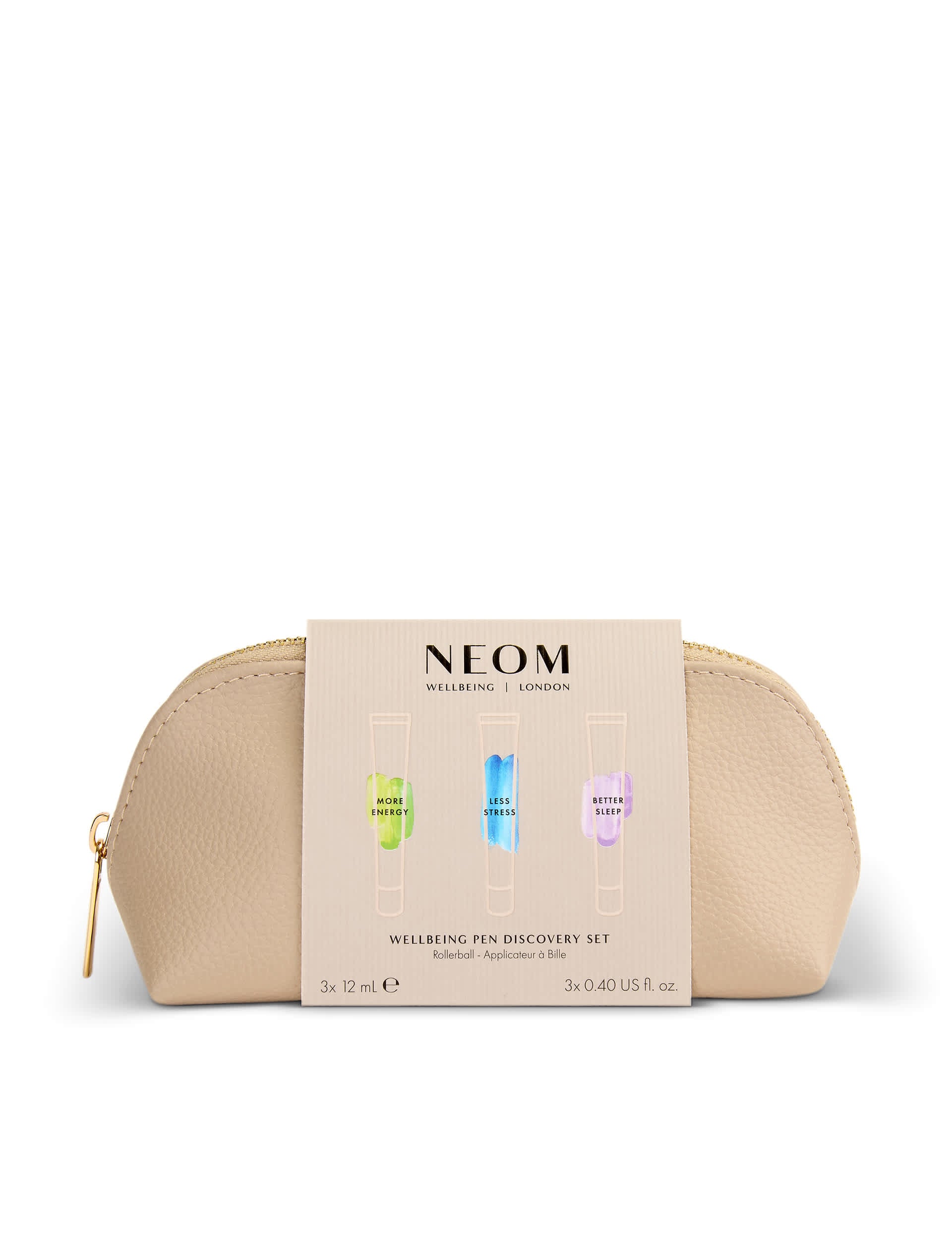 NEOM Wellbeing Pen Discovery Set three 12ml aromatherapy pens, imported from the UK