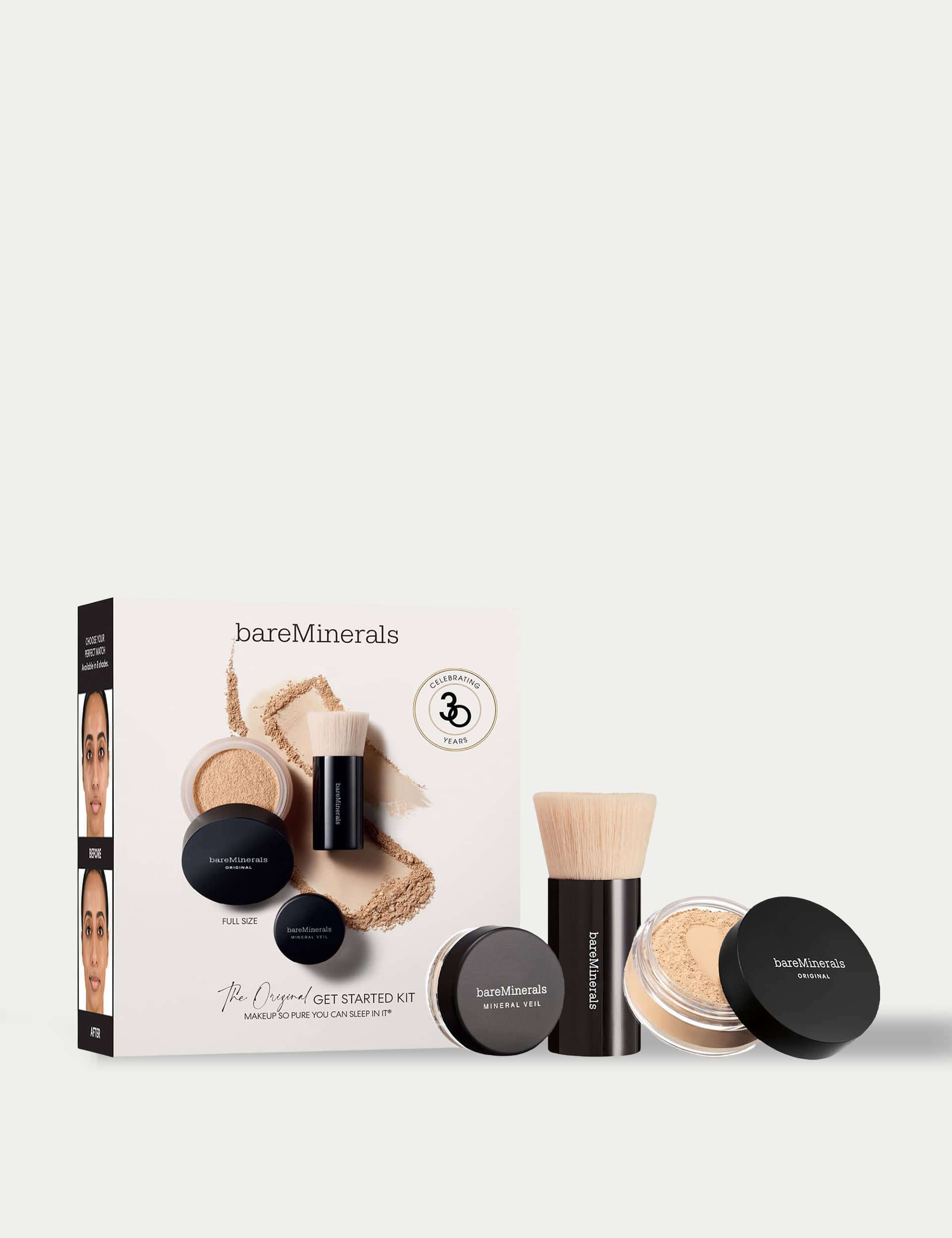 bareMinerals Get Started makeup kit with mineral foundation and brush, UK version
