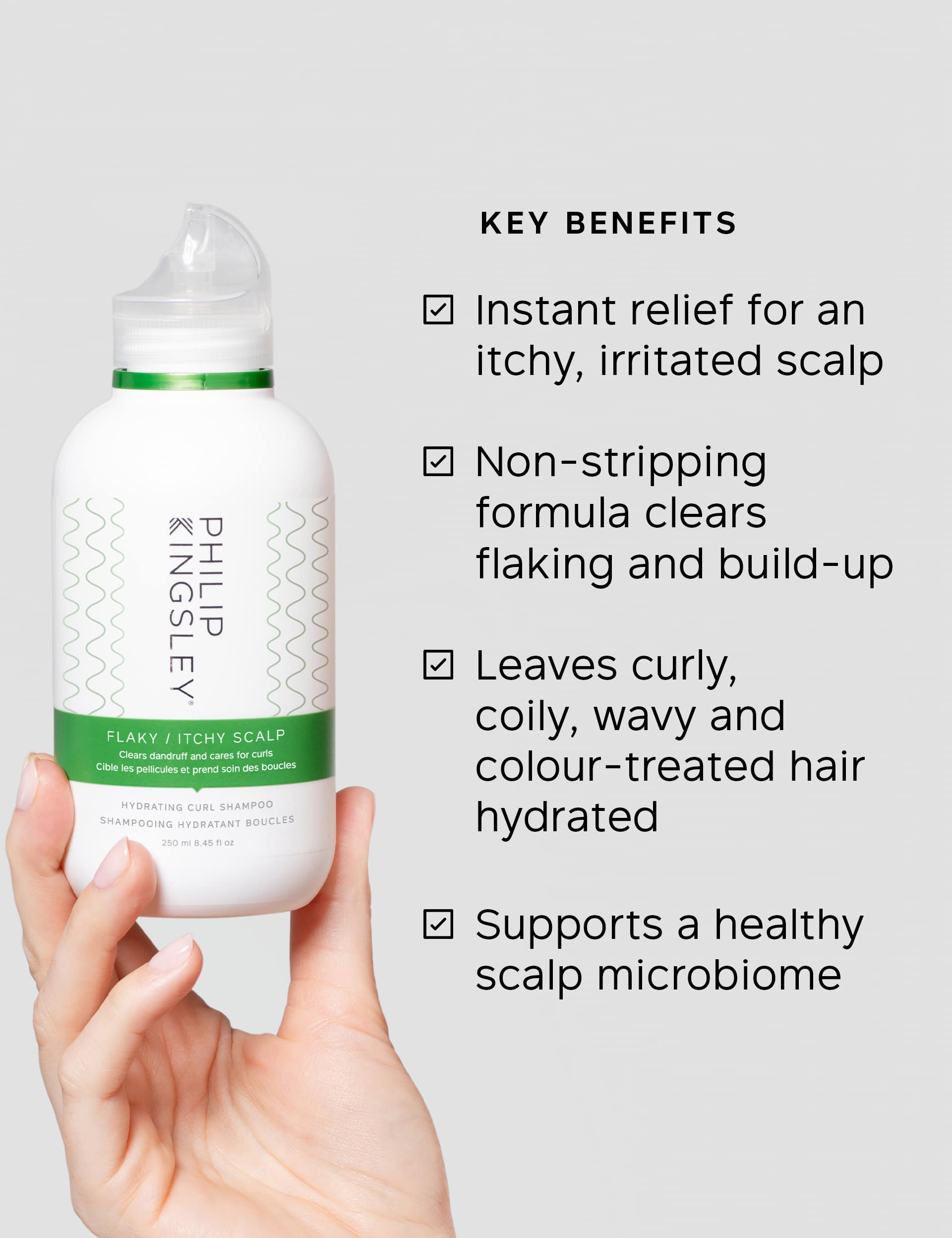 Philip Kingsley anti-dandruff shampoo flaky/itchy scalp hydrating curl 250ml, imported from the UK