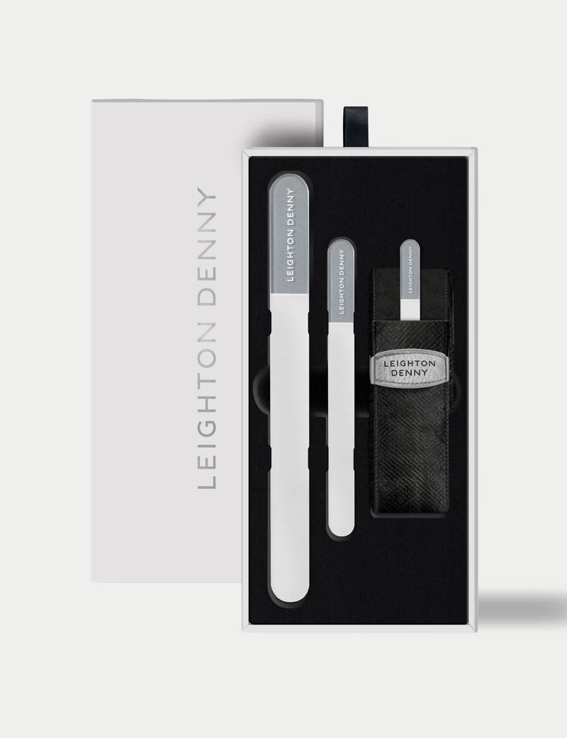 Leighton Denny crystal nail file set with three sizes - British product
