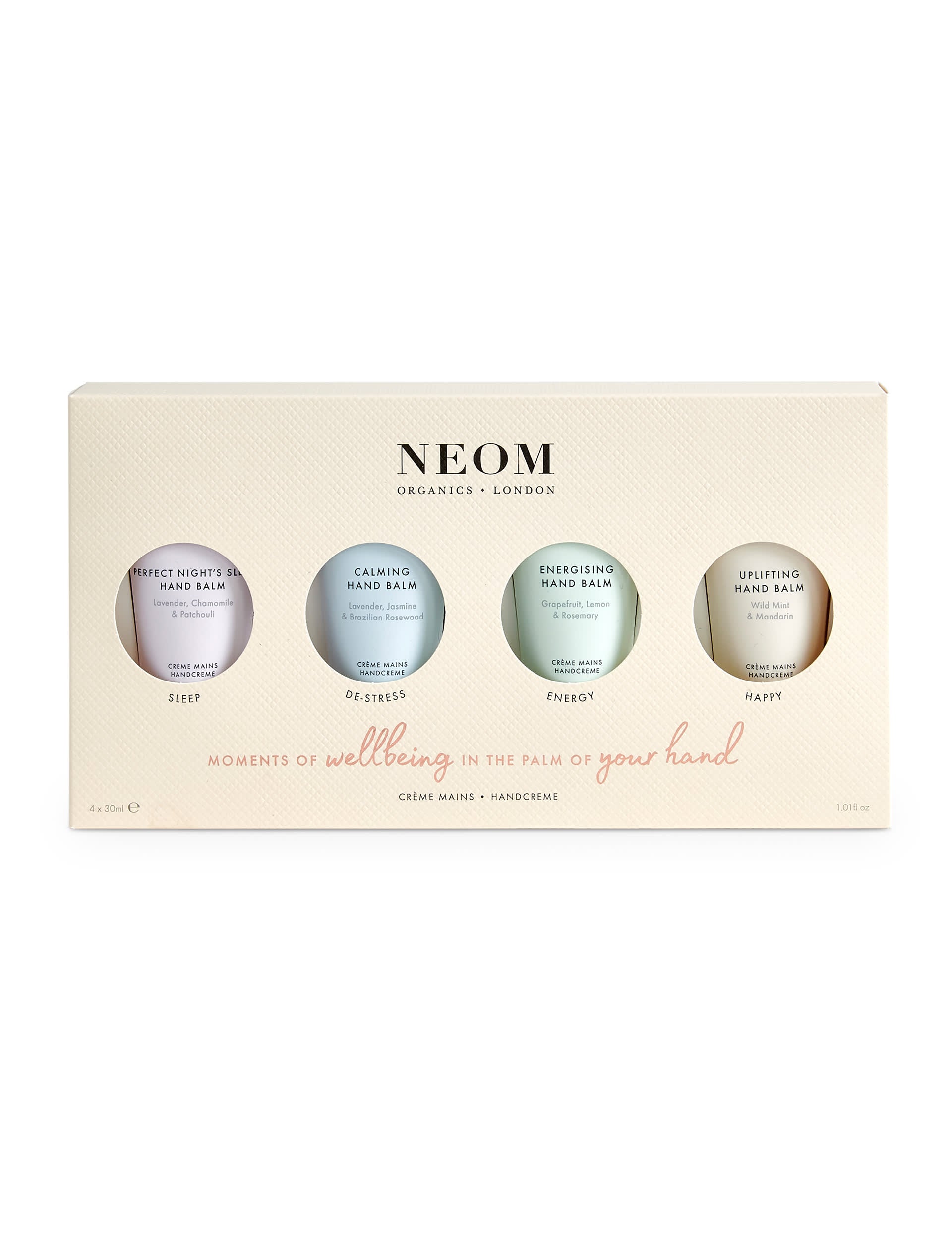 NEOM Wellbeing hand balm collection 215g, imported from the UK