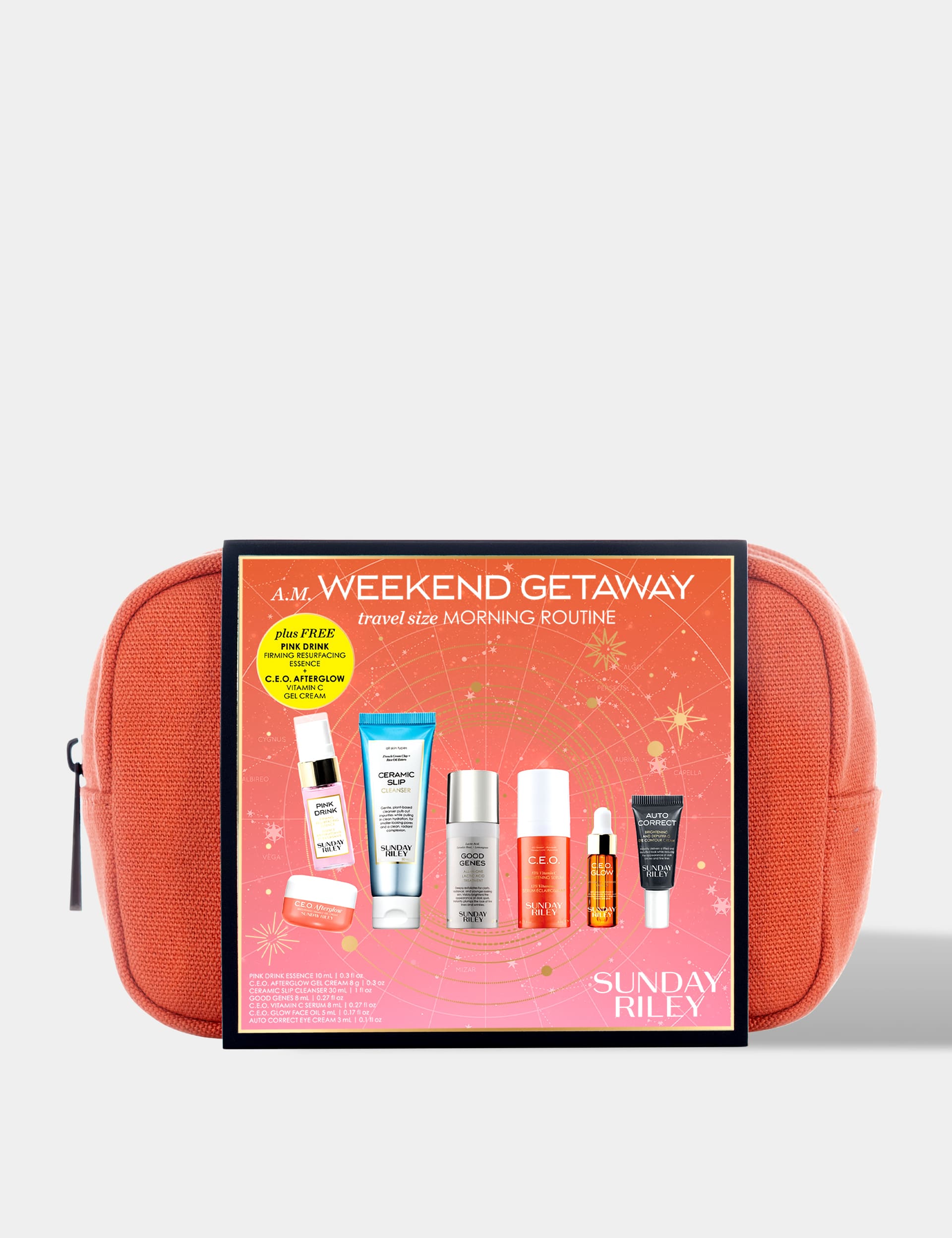 Sunday Riley travel size morning routine set, imported from the UK