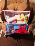 The Flat Lay Co jelly makeup box bag 11x22cm open (British brand)
