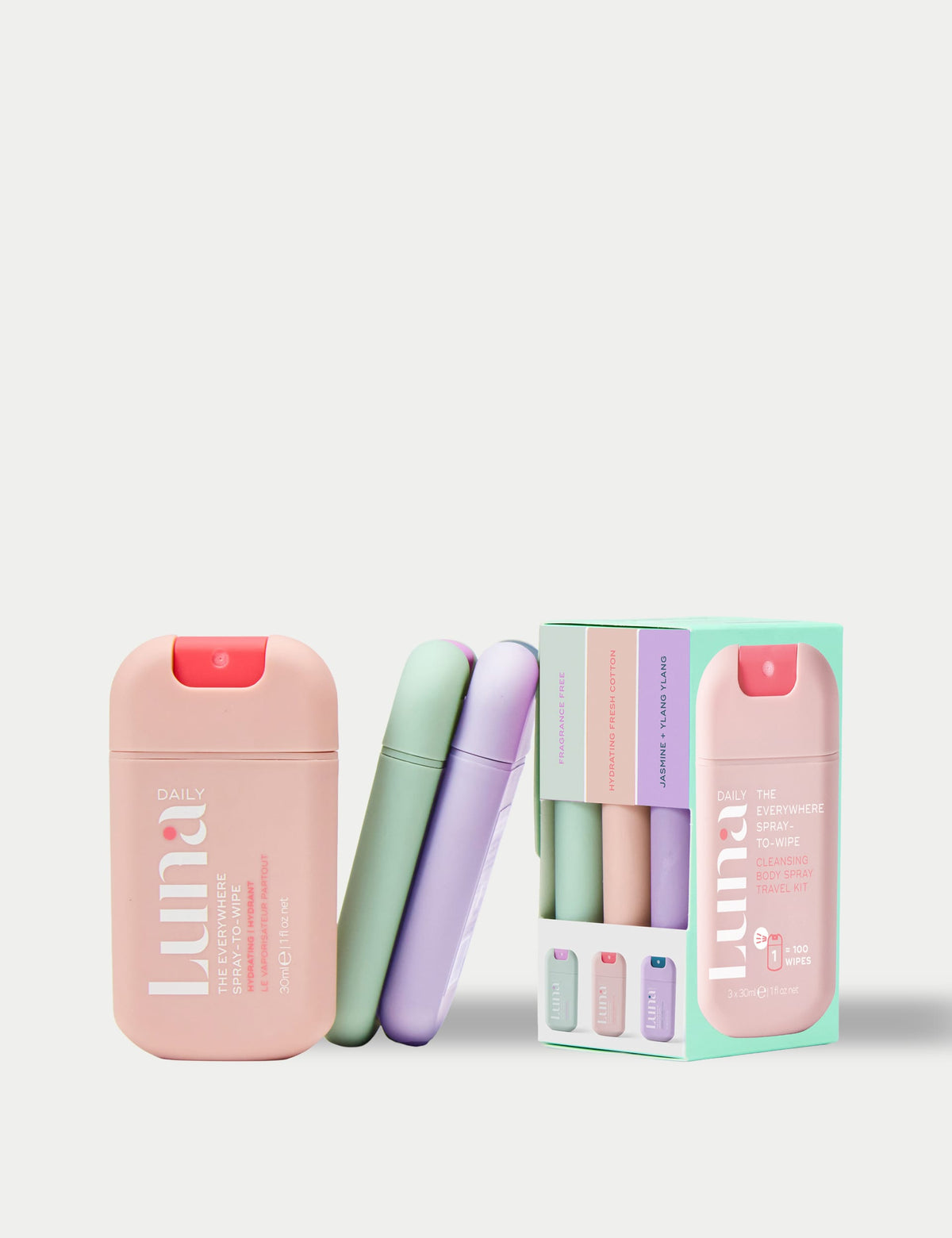 Luna Daily cleansing body spray travel kit trio, UK version
