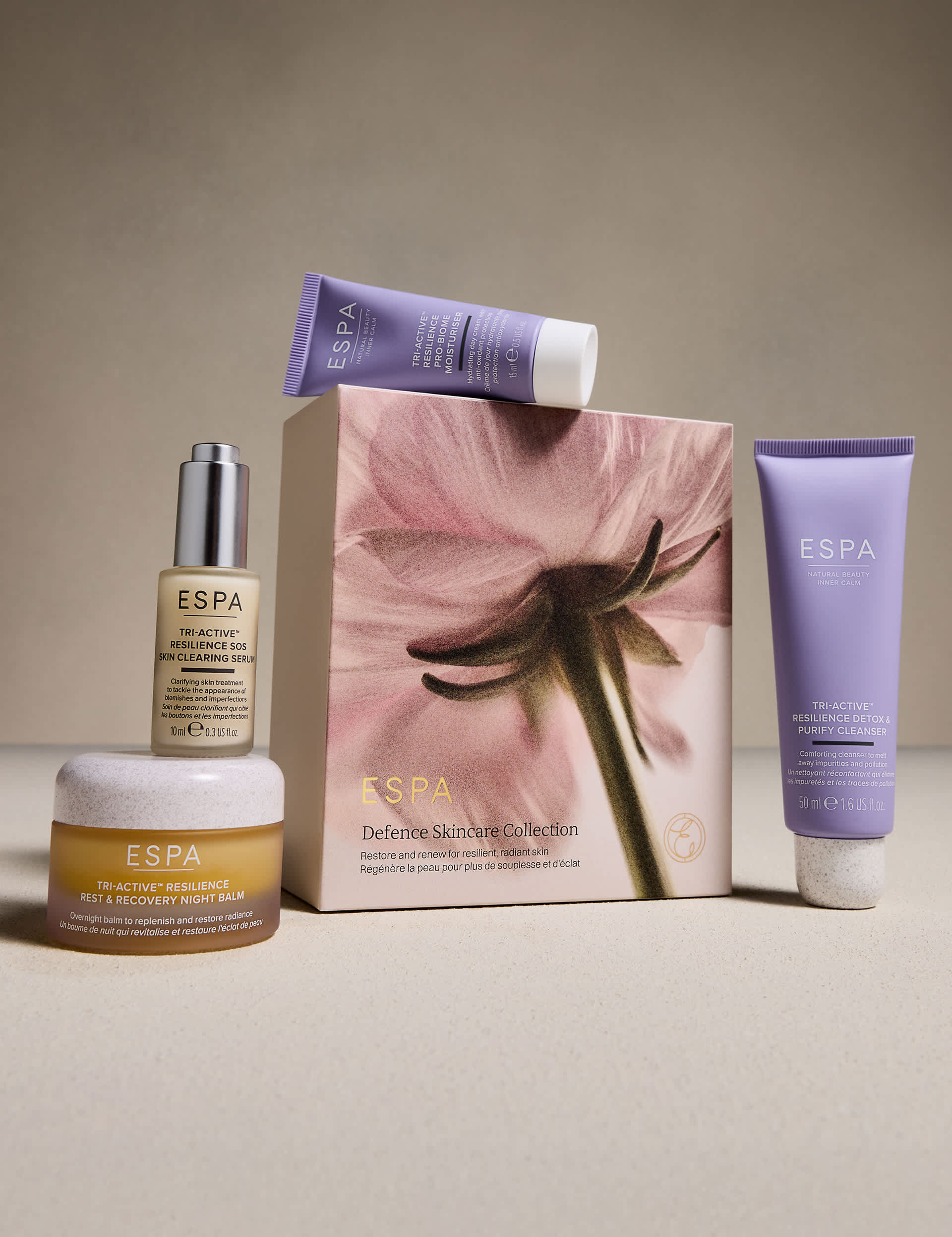 Defence Skincare Collection gift set Tri-Active Technology peony - British product