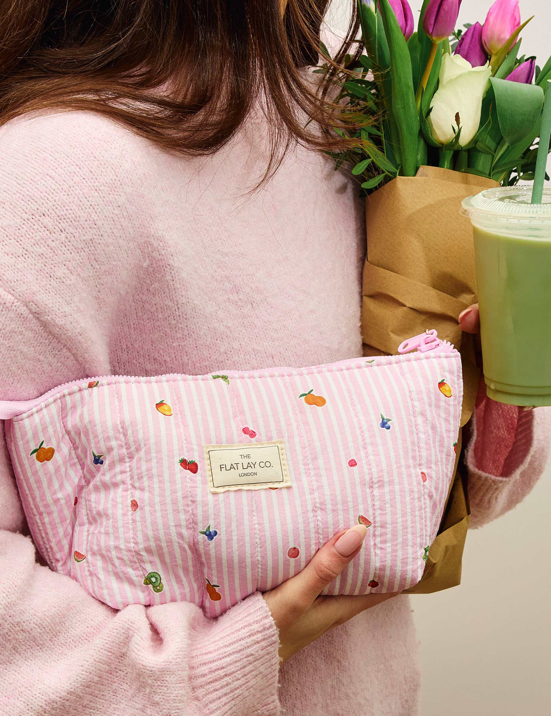 Flat Lay Co padded essential makeup pouch 29cm, imported from the UK