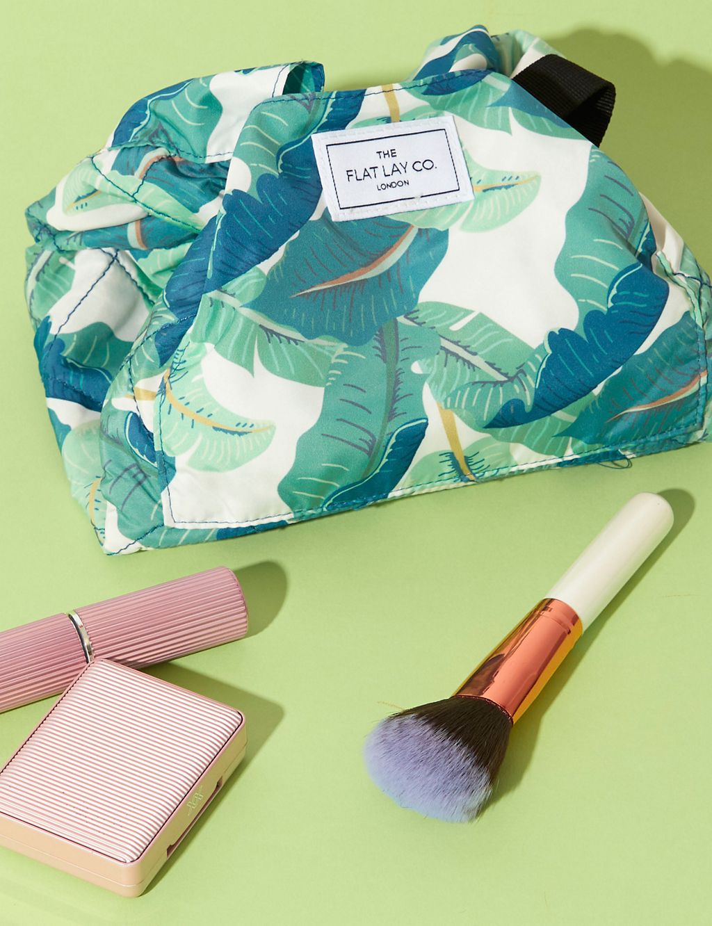 Open Flat Makeup Bag In Tropical Leaves GOODS M&S   