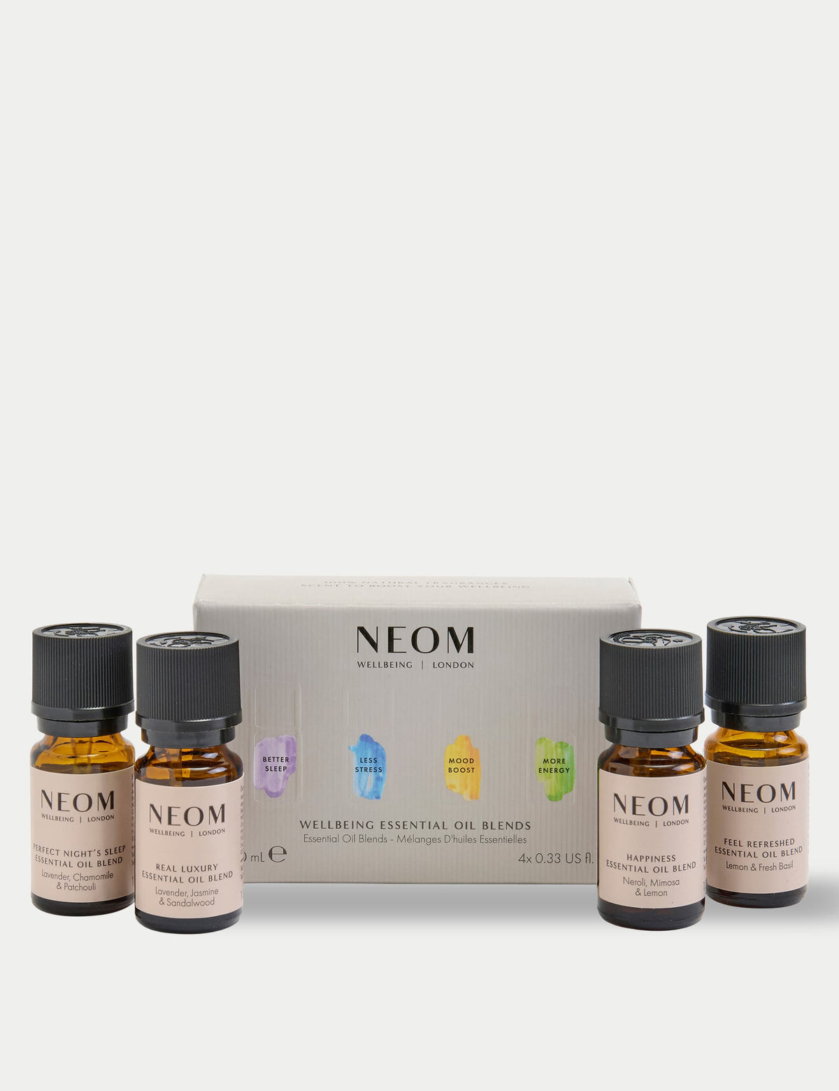 NEOM essential oil collection wellbeing blend set 4x10ml - British product
