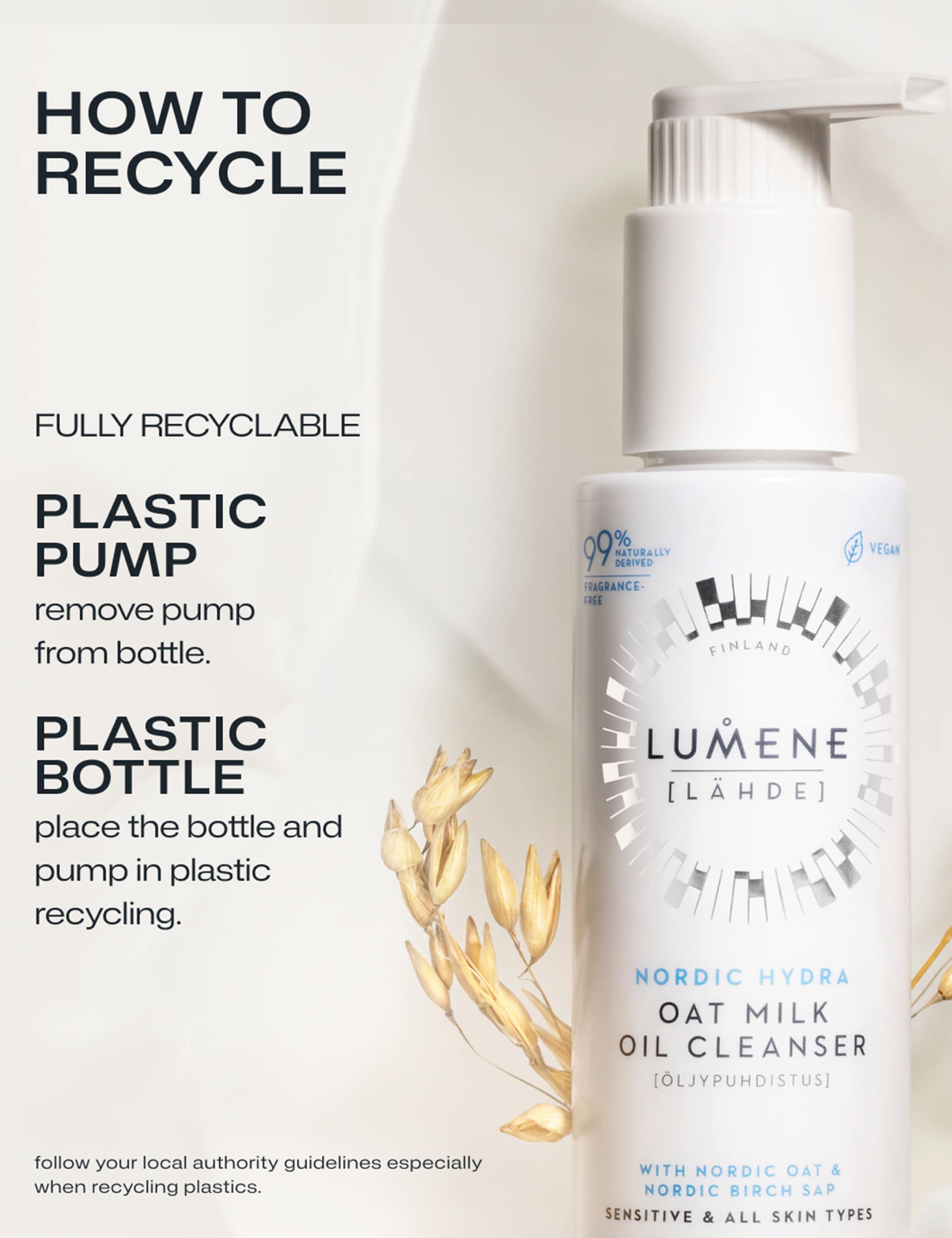 Lumene oat milk oil cleanser 150ml, imported from the UK
