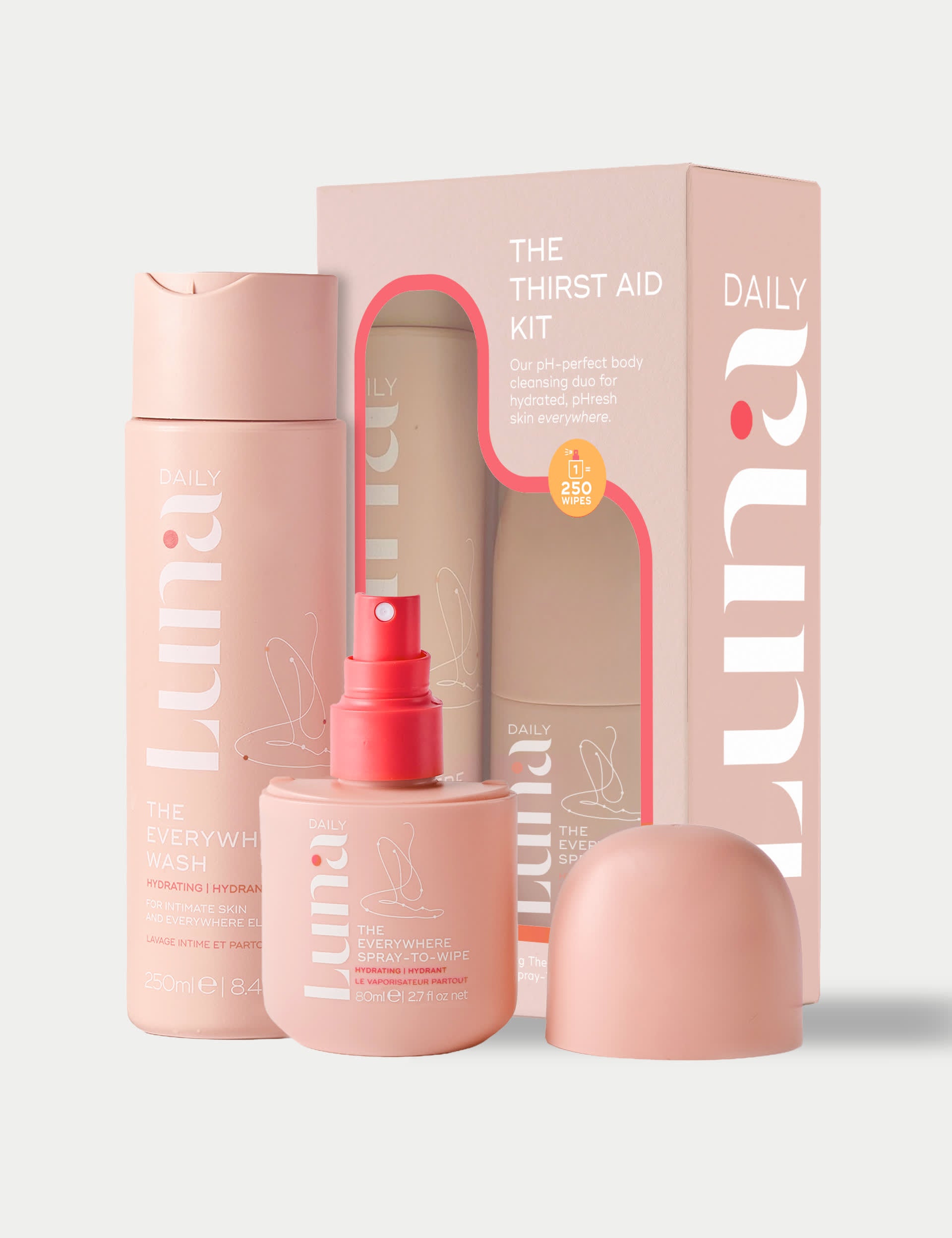 Luna Daily hydrating body wash and spray duo - British product