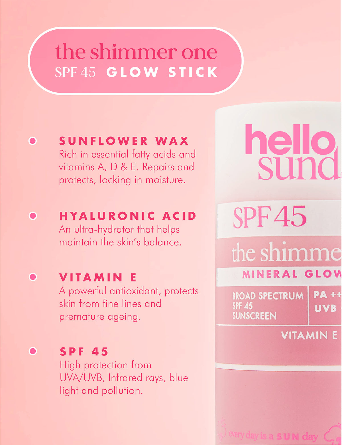 Hello Sunday mineral glow stick SPF 45 20g, UK version