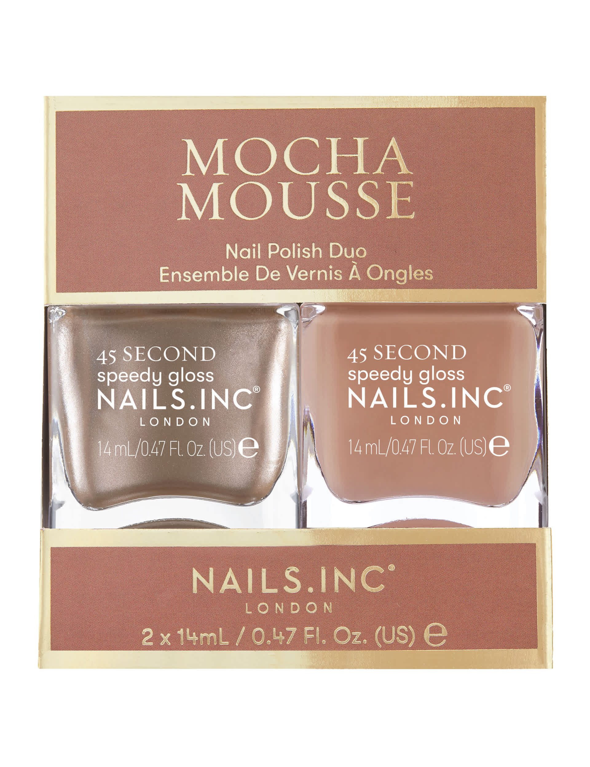 Nails.INC Mocha Mousse nail polish duo 2x14ml, imported from the UK