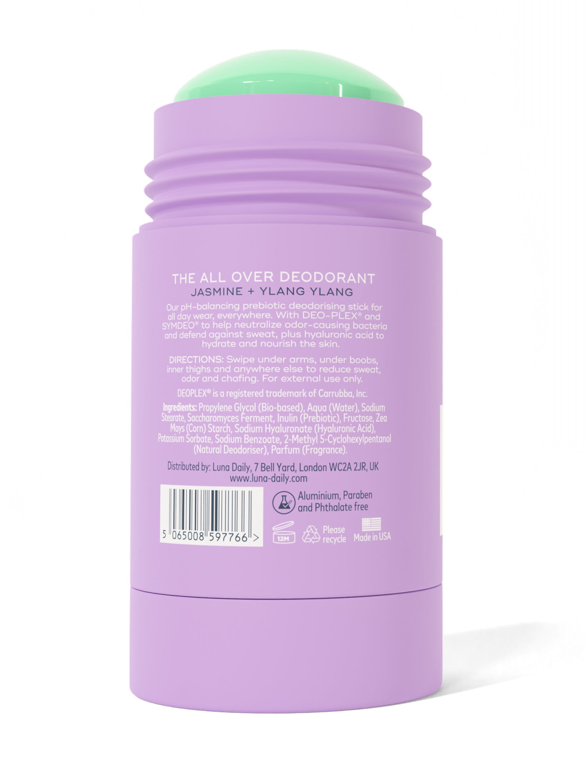 Luna Daily deodorant stick jasmine and ylang ylang 70g (British brand)