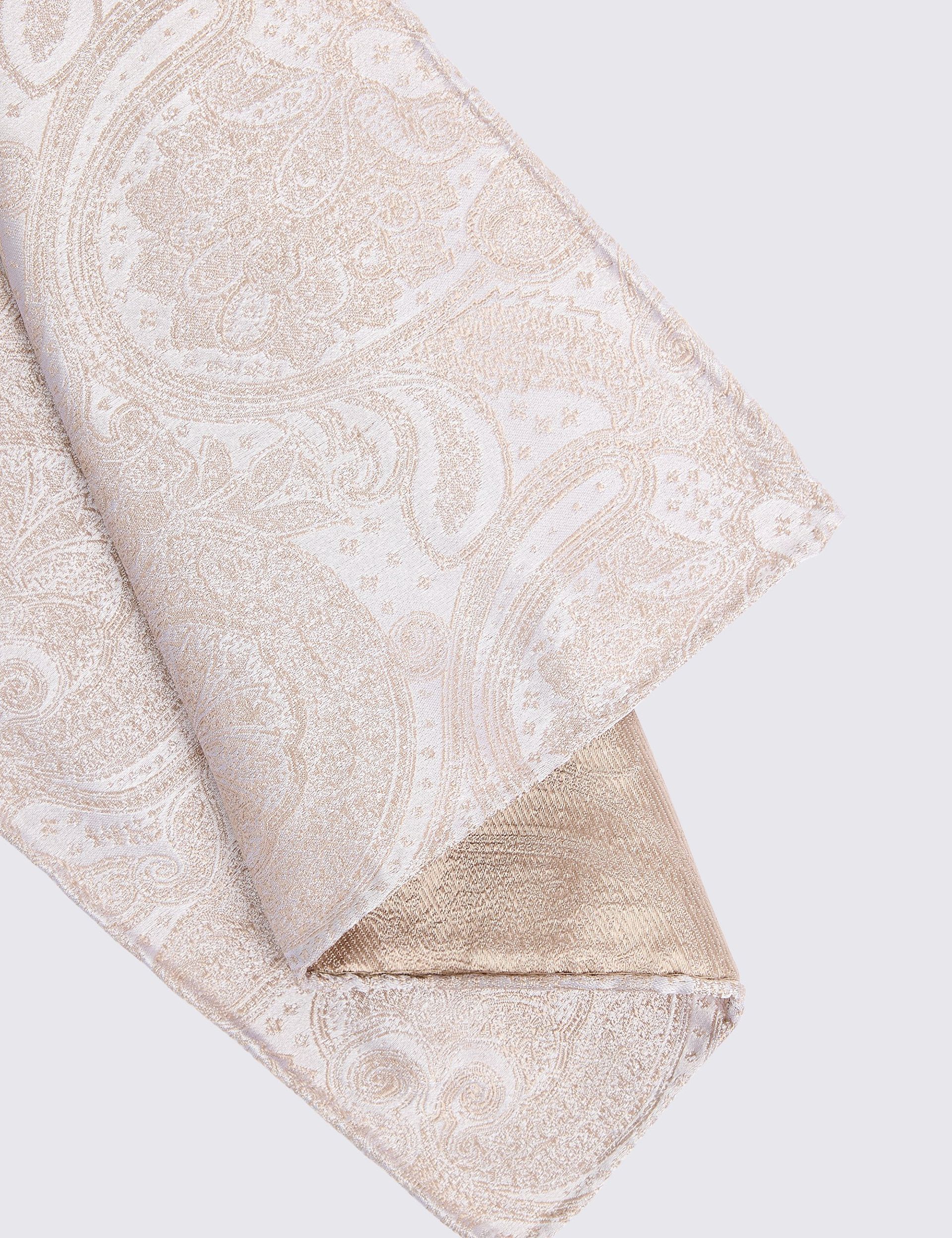 Moss paisley silk pocket square, UK version