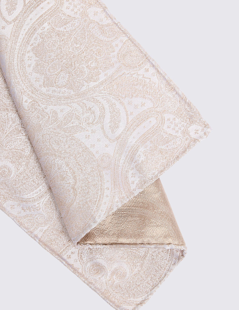 Moss paisley silk pocket square, UK version