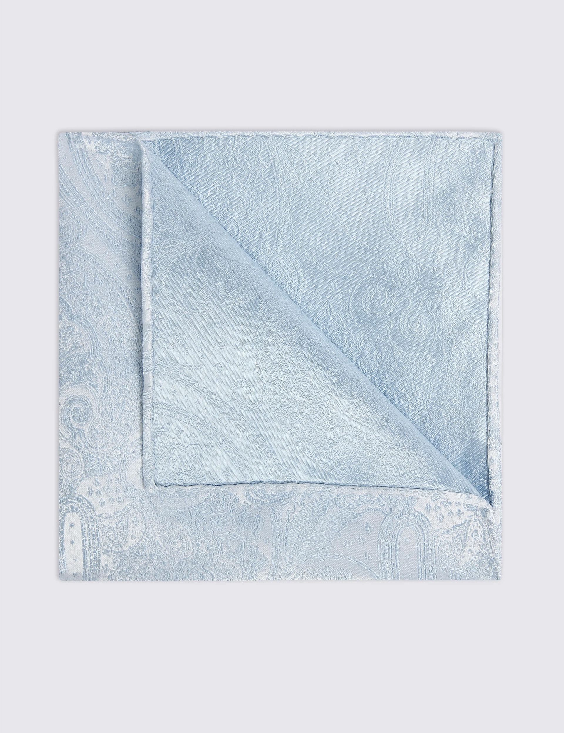 Moss paisley silk pocket square, UK version