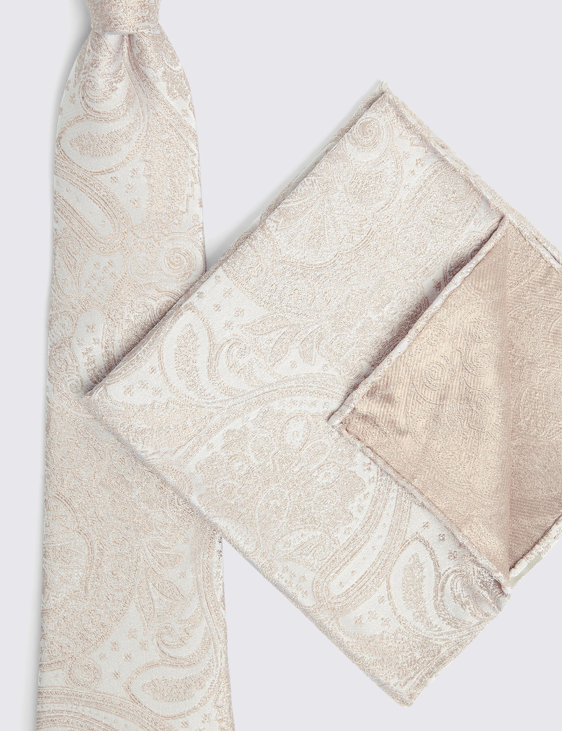 Moss paisley pure silk wedding tie - British product