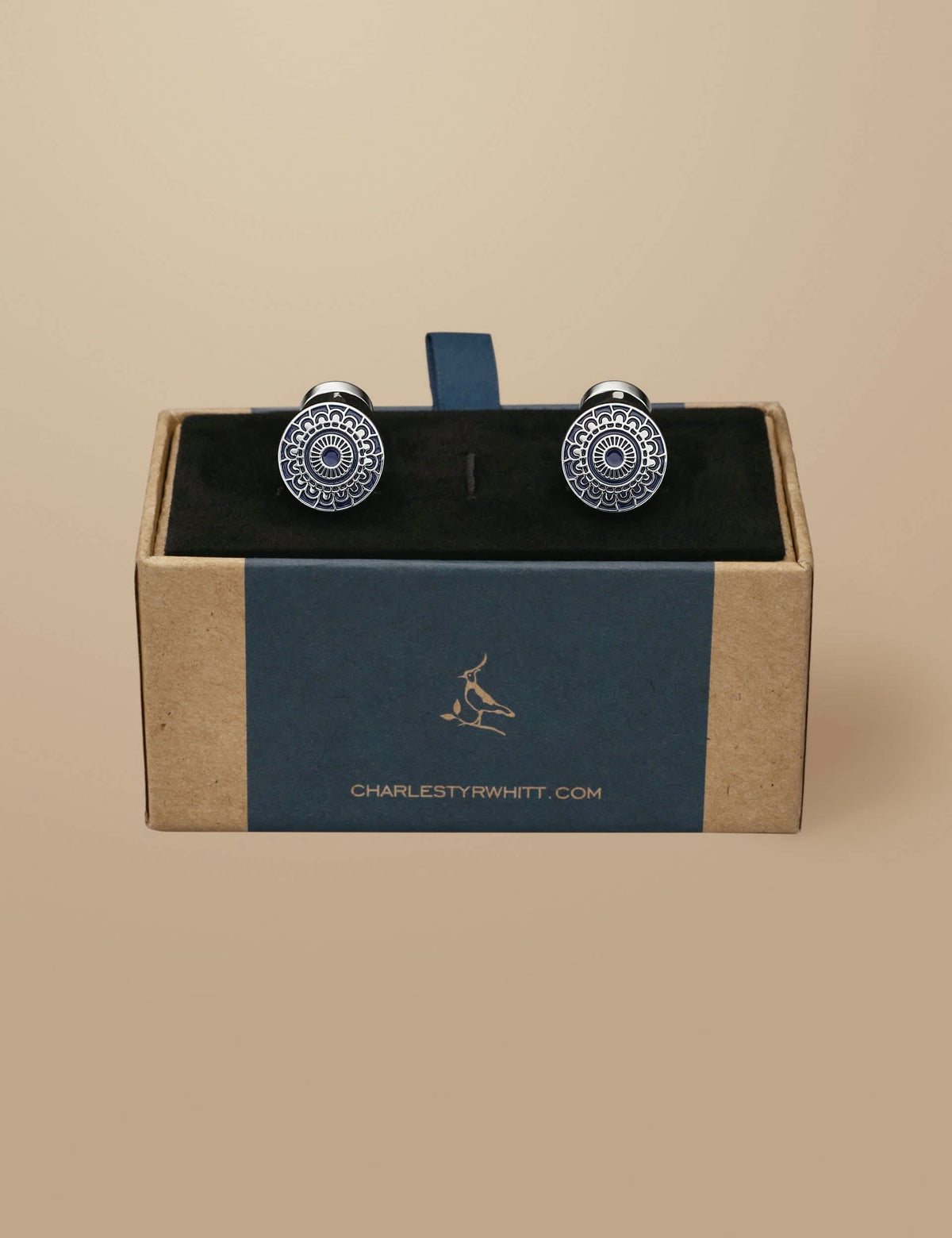Charles Tyrwhitt floral enamel round cufflinks - British product