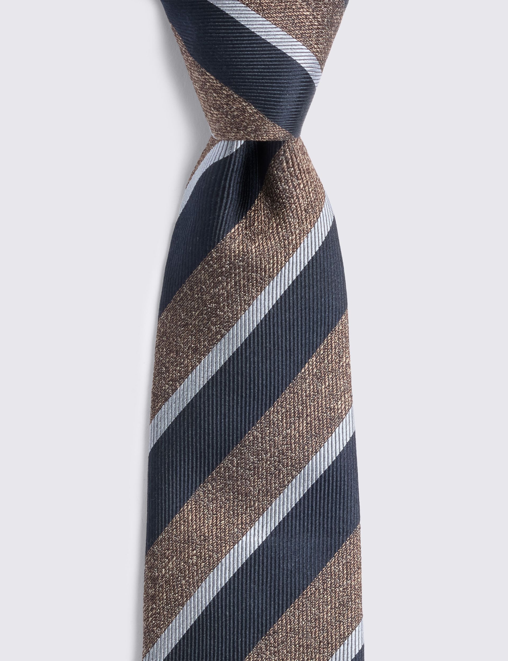 Moss pure silk tie with diagonal stripes, imported from the UK
