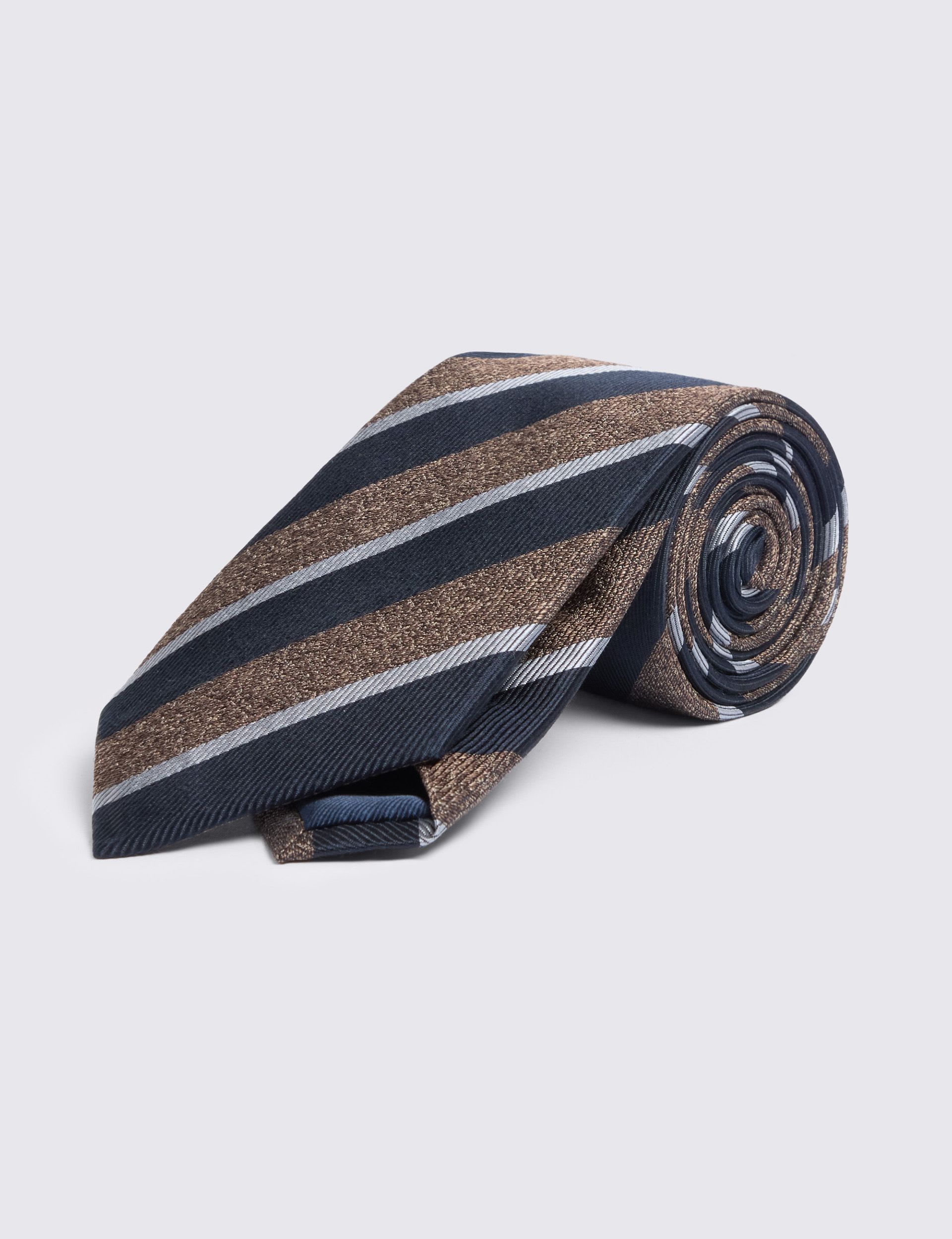 Moss pure silk tie with diagonal stripes, imported from the UK