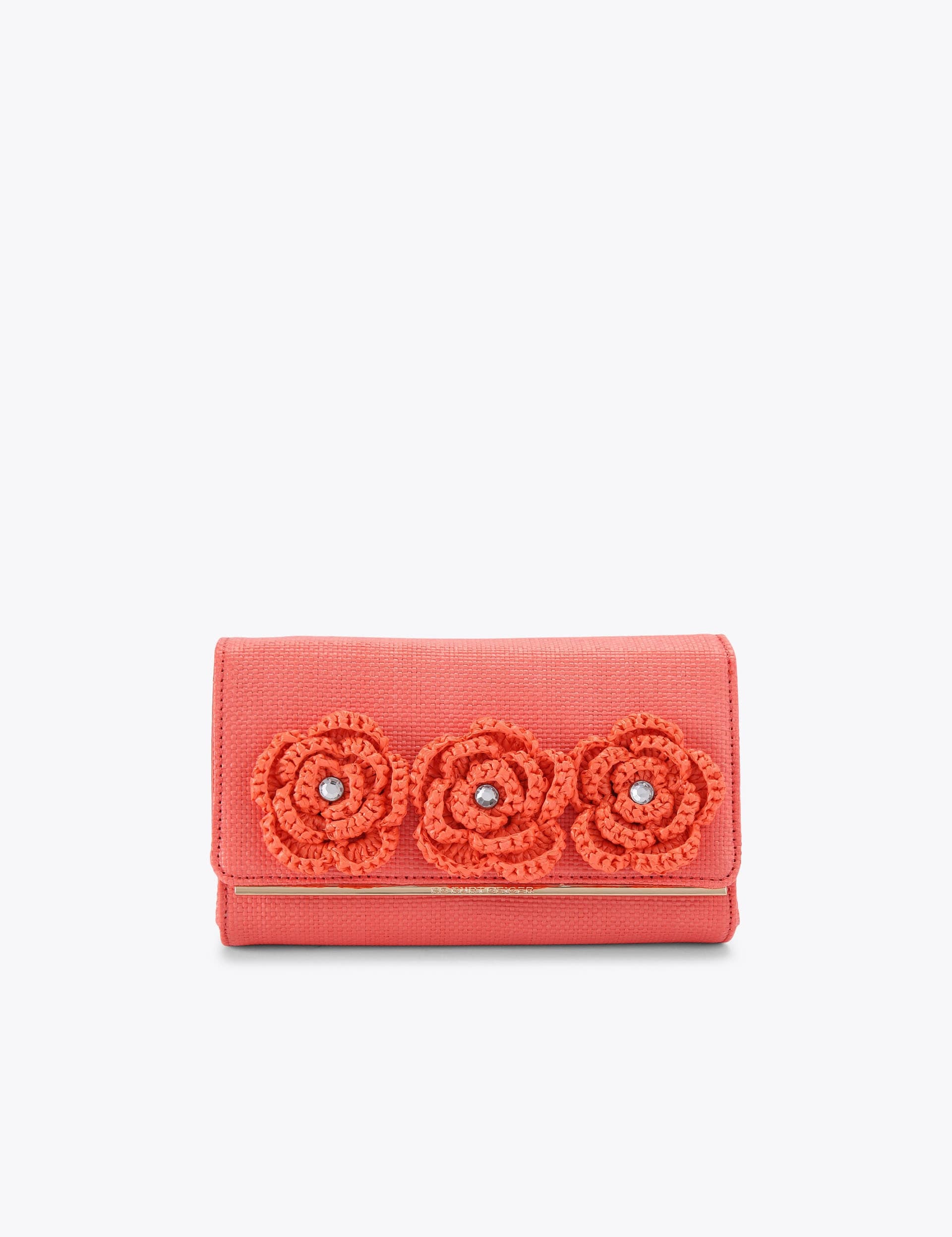 Kurt Geiger raffia floral clutch bag - British product
