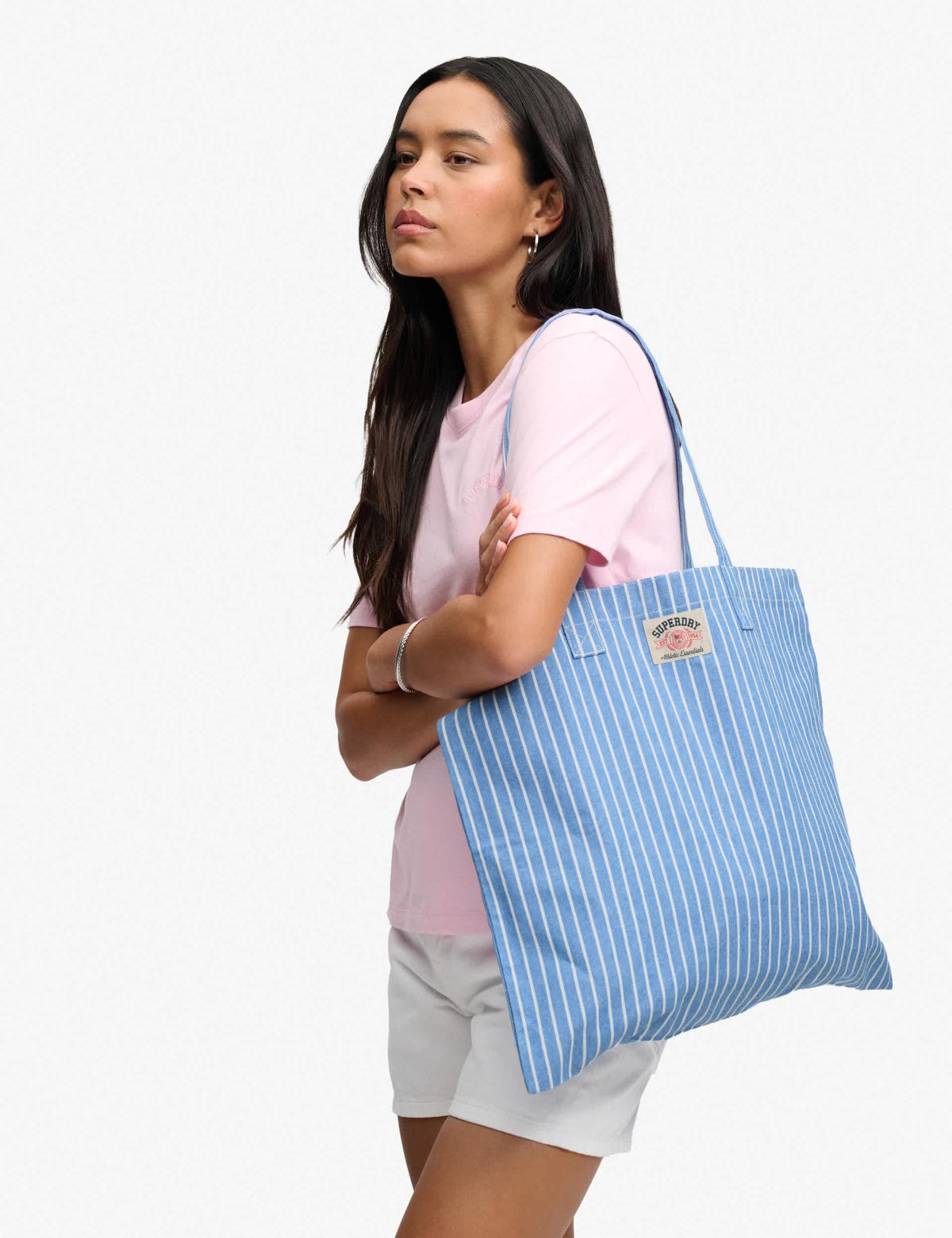 Superdry striped top handle tote bag, imported from the UK