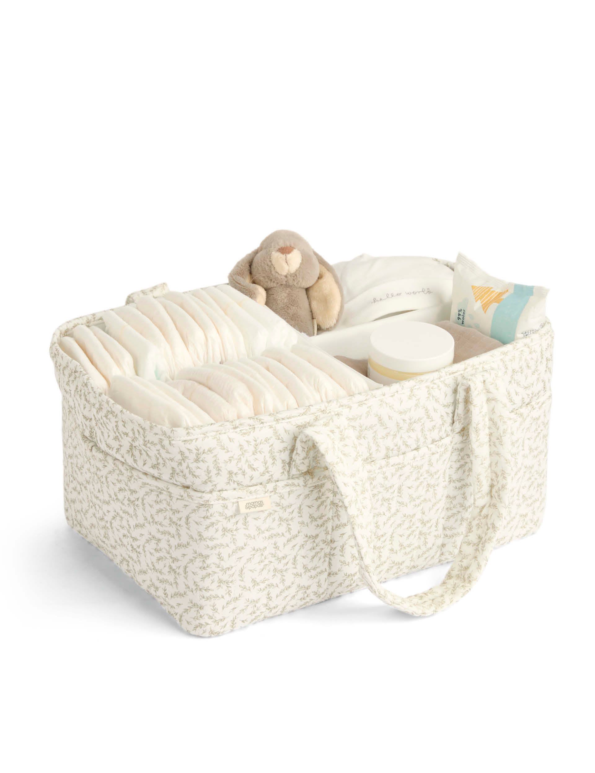 Mamas & Papas pure cotton leaf print nappy caddy, UK version