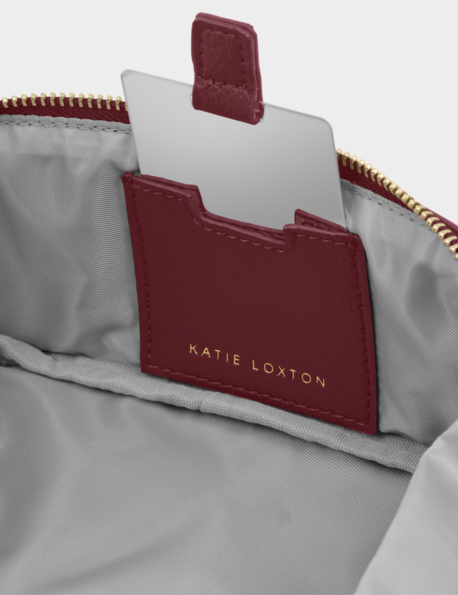 Katie Loxton faux leather fold-out mirror make-up bag, imported from the UK