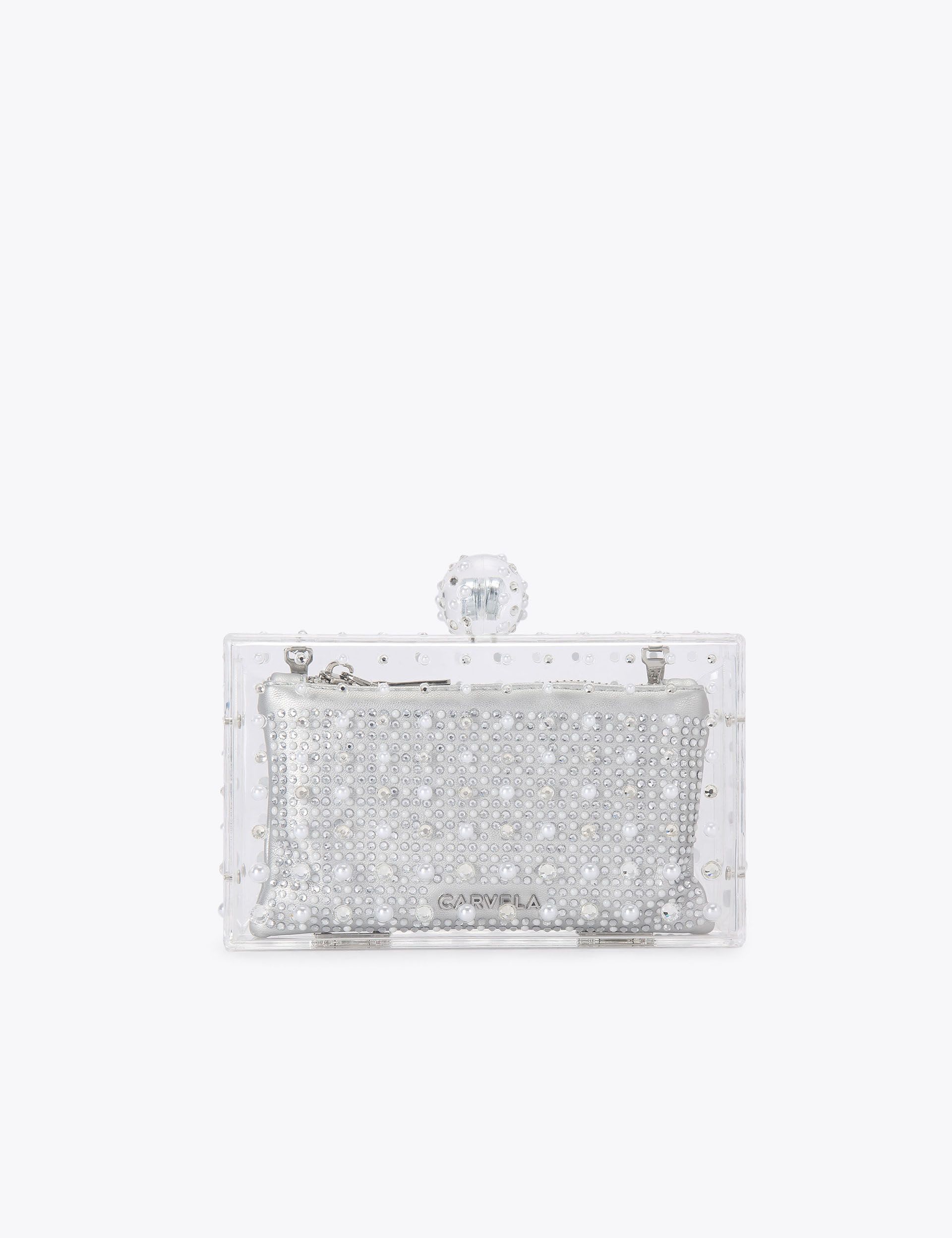 Carvela Clutch Bag klares Plexiglas mit Kristallen - Britisches Produkt
