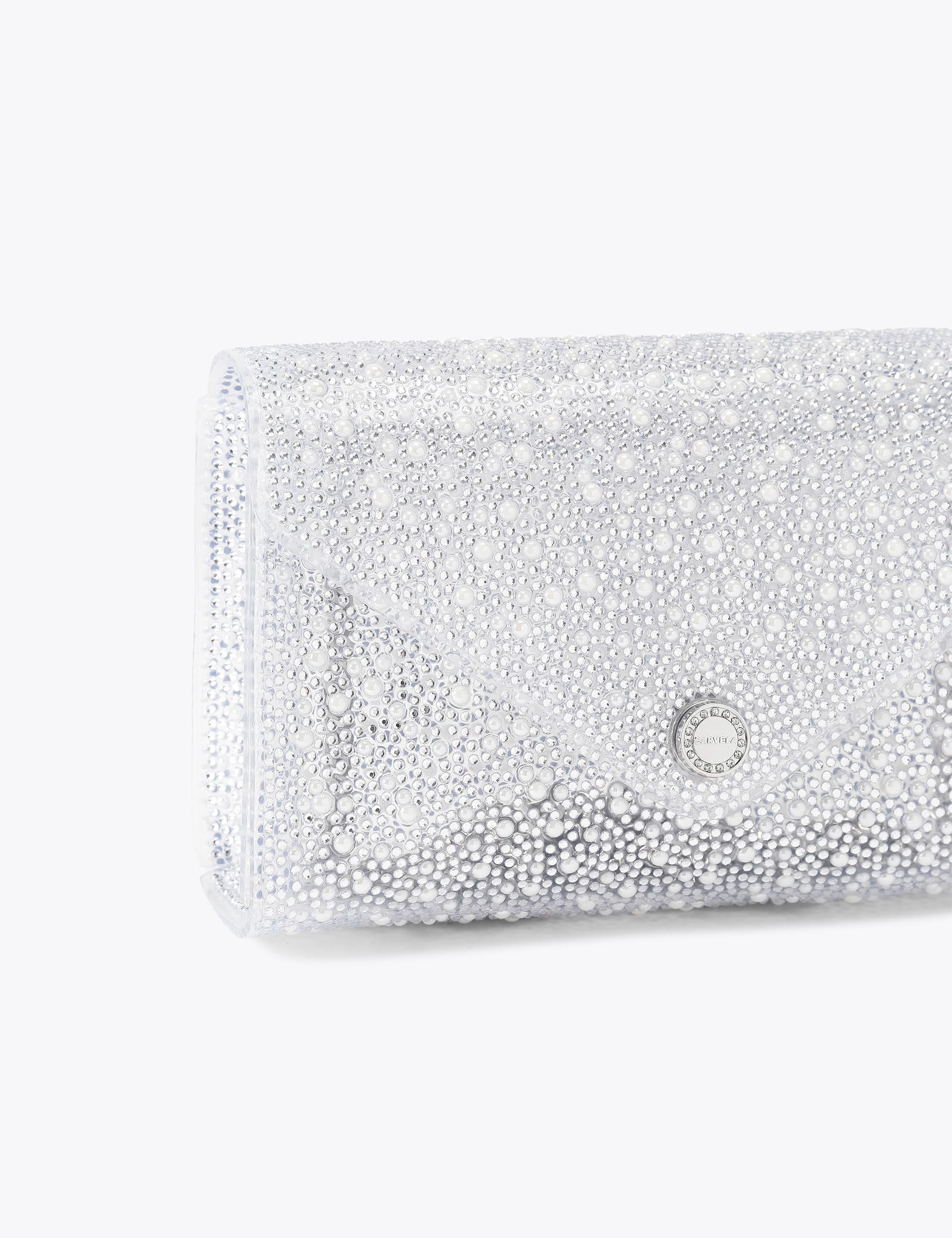 Carvela embellished chain strap clutch bag, imported from the UK