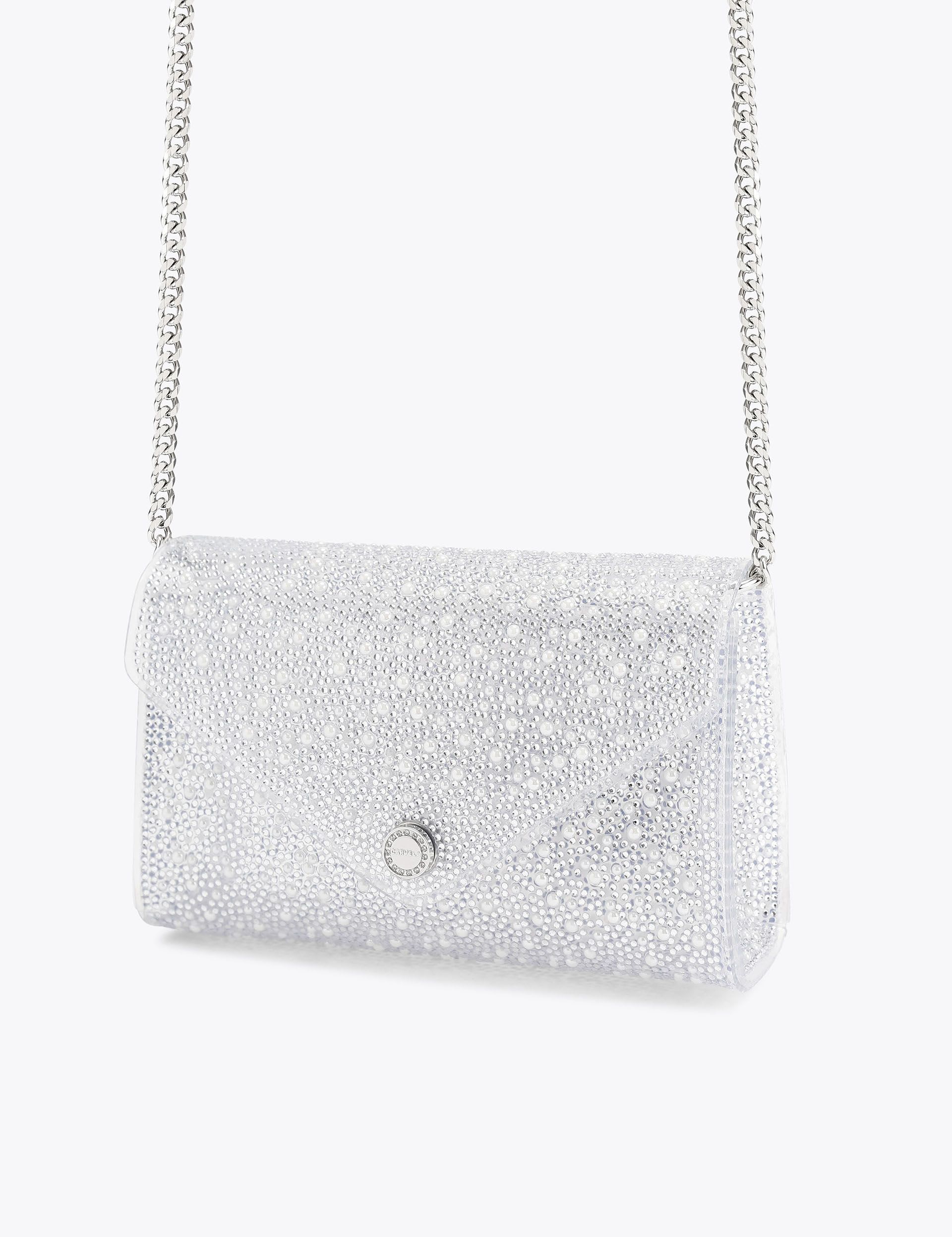 Carvela embellished chain strap clutch bag, imported from the UK