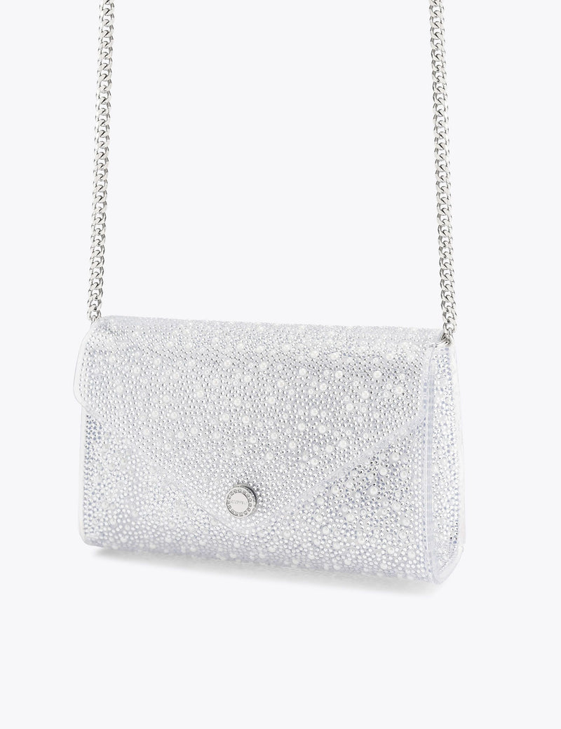 Carvela embellished chain strap clutch bag, imported from the UK
