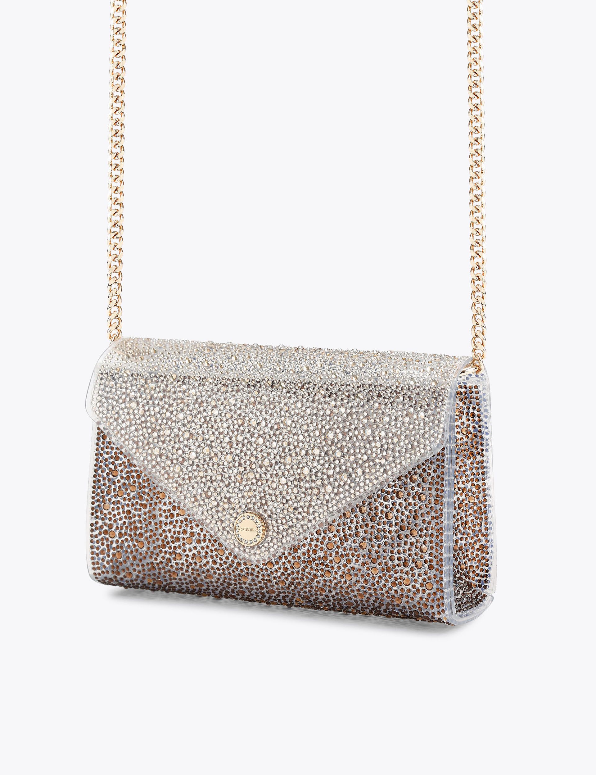 Carvela embellished chain strap clutch bag, imported from the UK