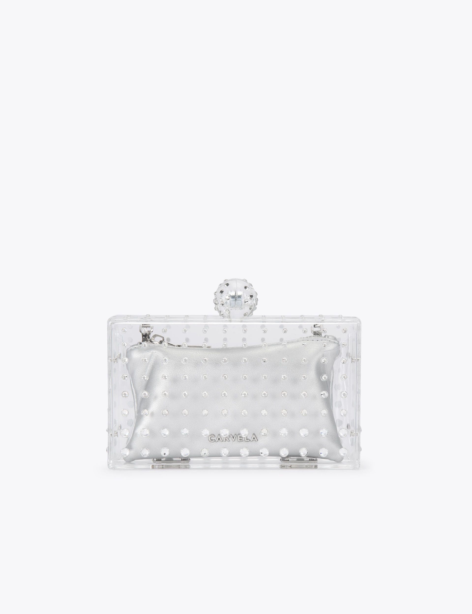 Carvela diamantkjede stropp lommebokveske klar perspex (britisk merke)