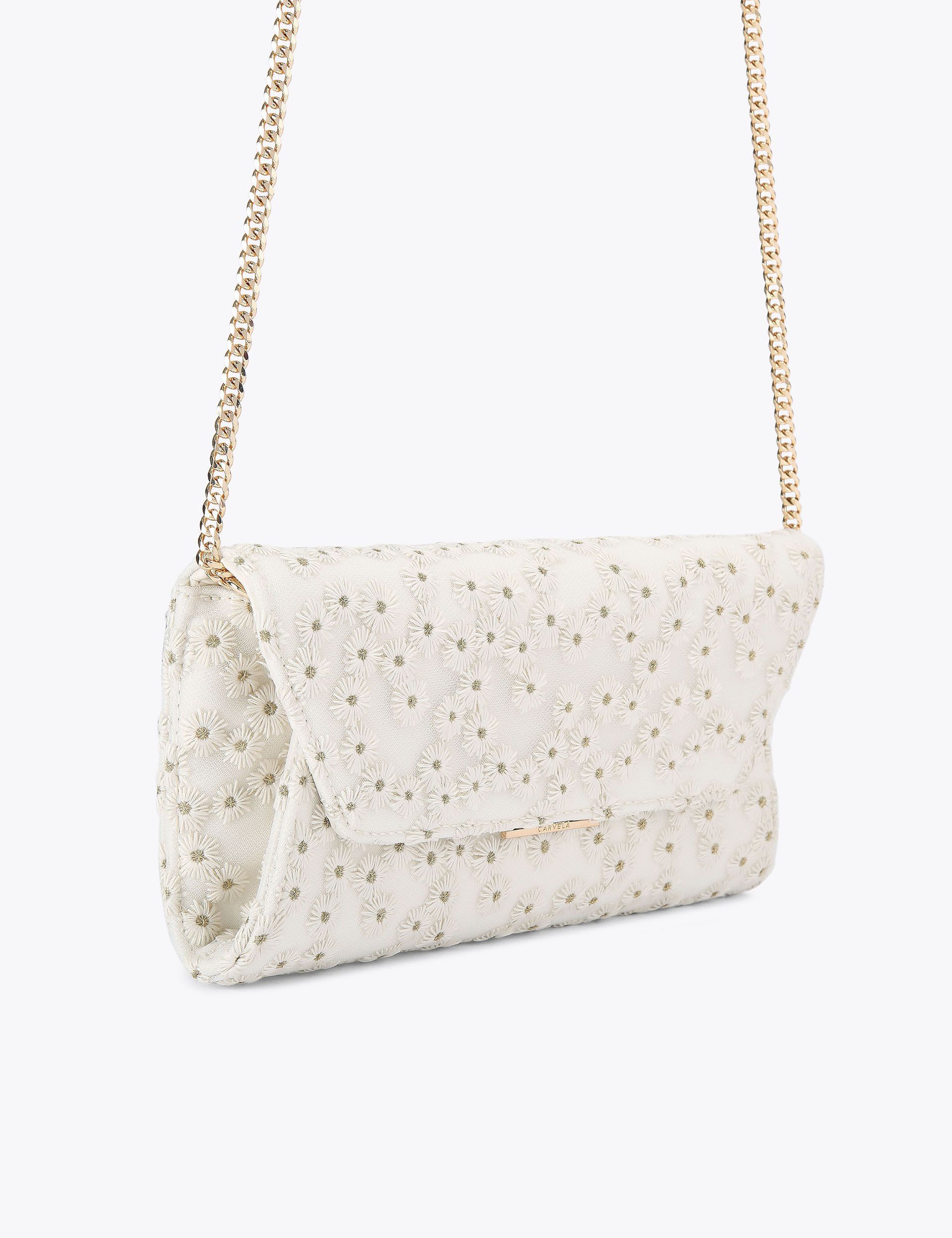 Carvela floral embroidered clutch bag, UK version