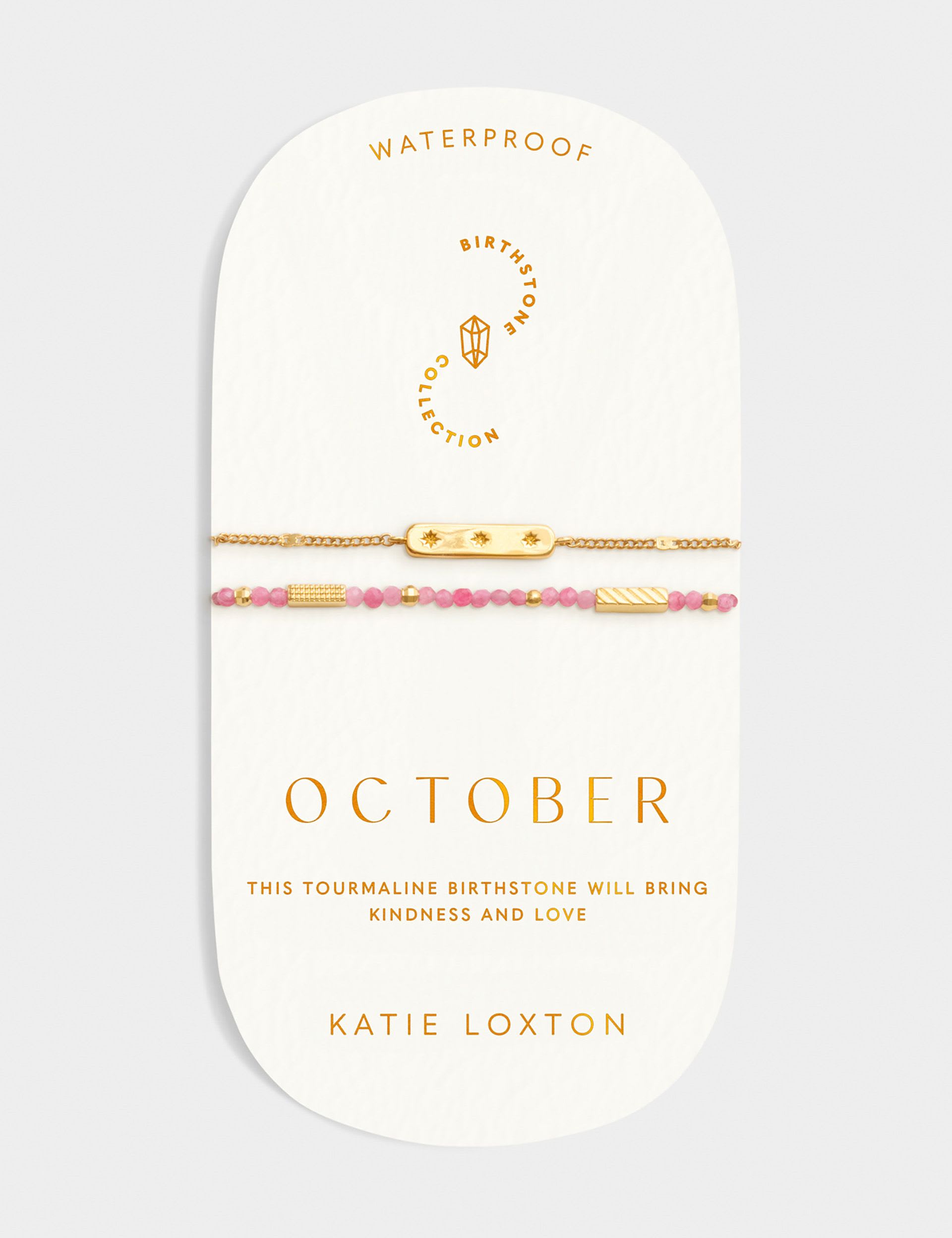 Katie Loxton October birthstone bracelet gold plated waterproof (British brand)