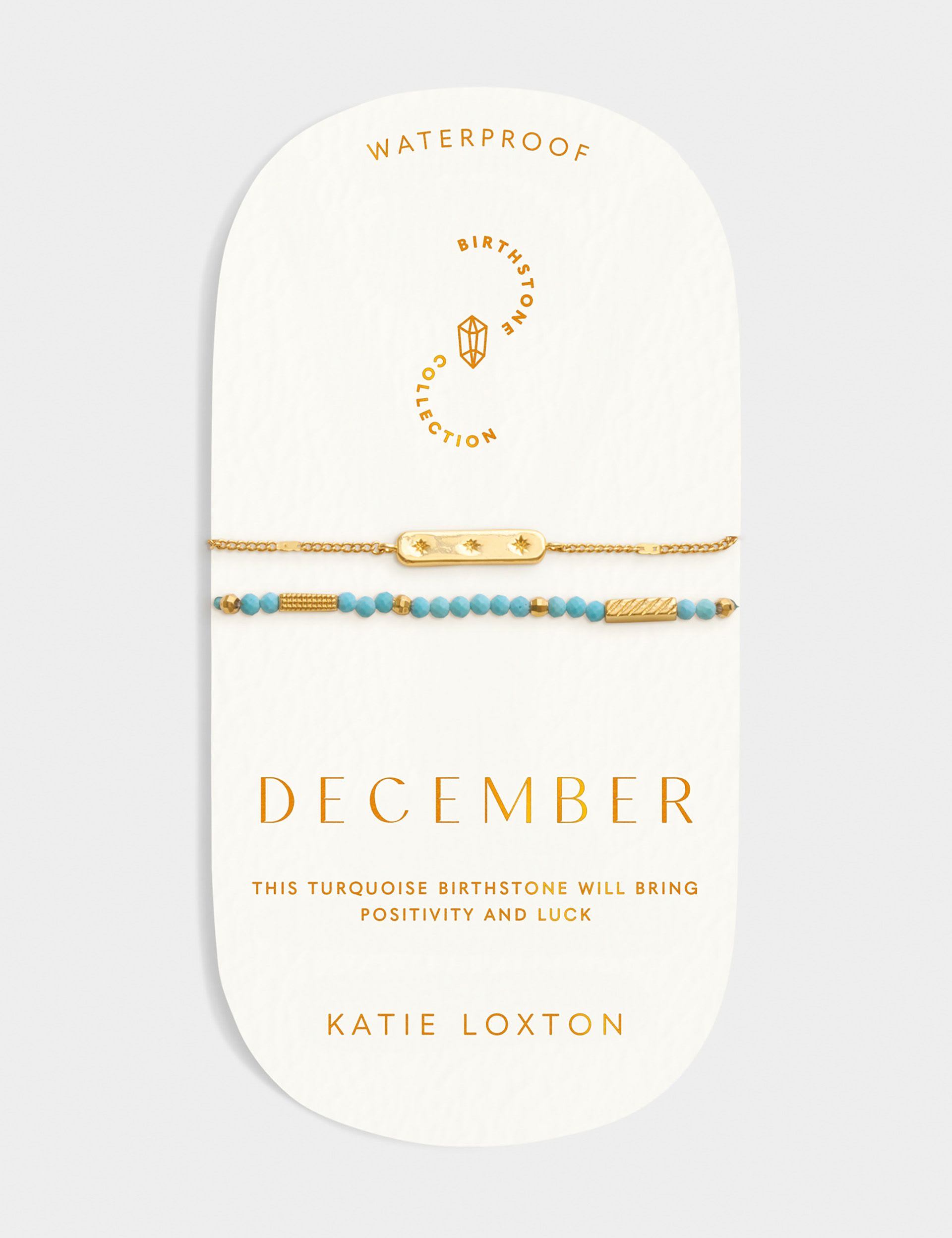 Katie Loxton gold plated birthstone bracelet with turquoise - British product