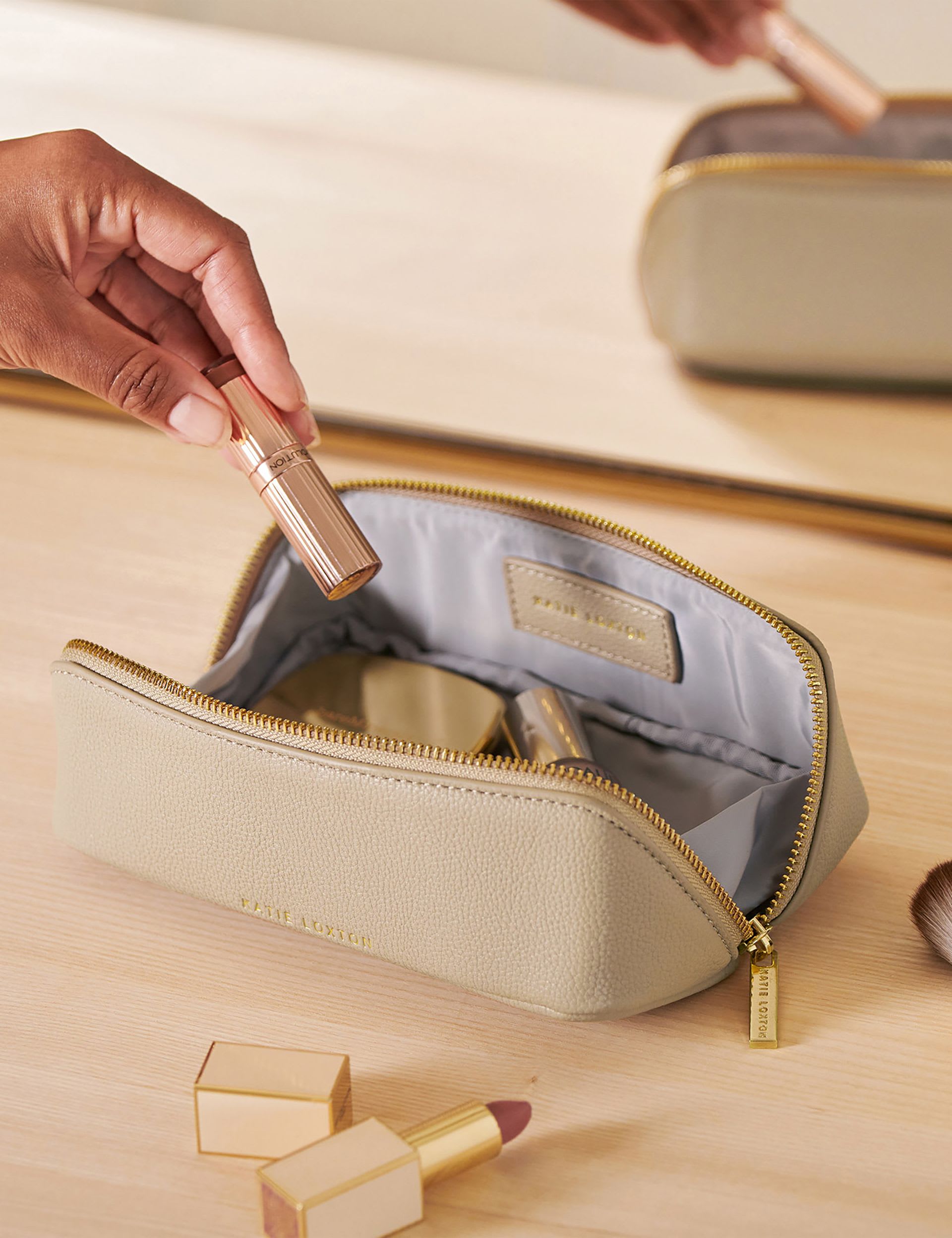 Katie Loxton personalised small faux leather make-up bag - British product