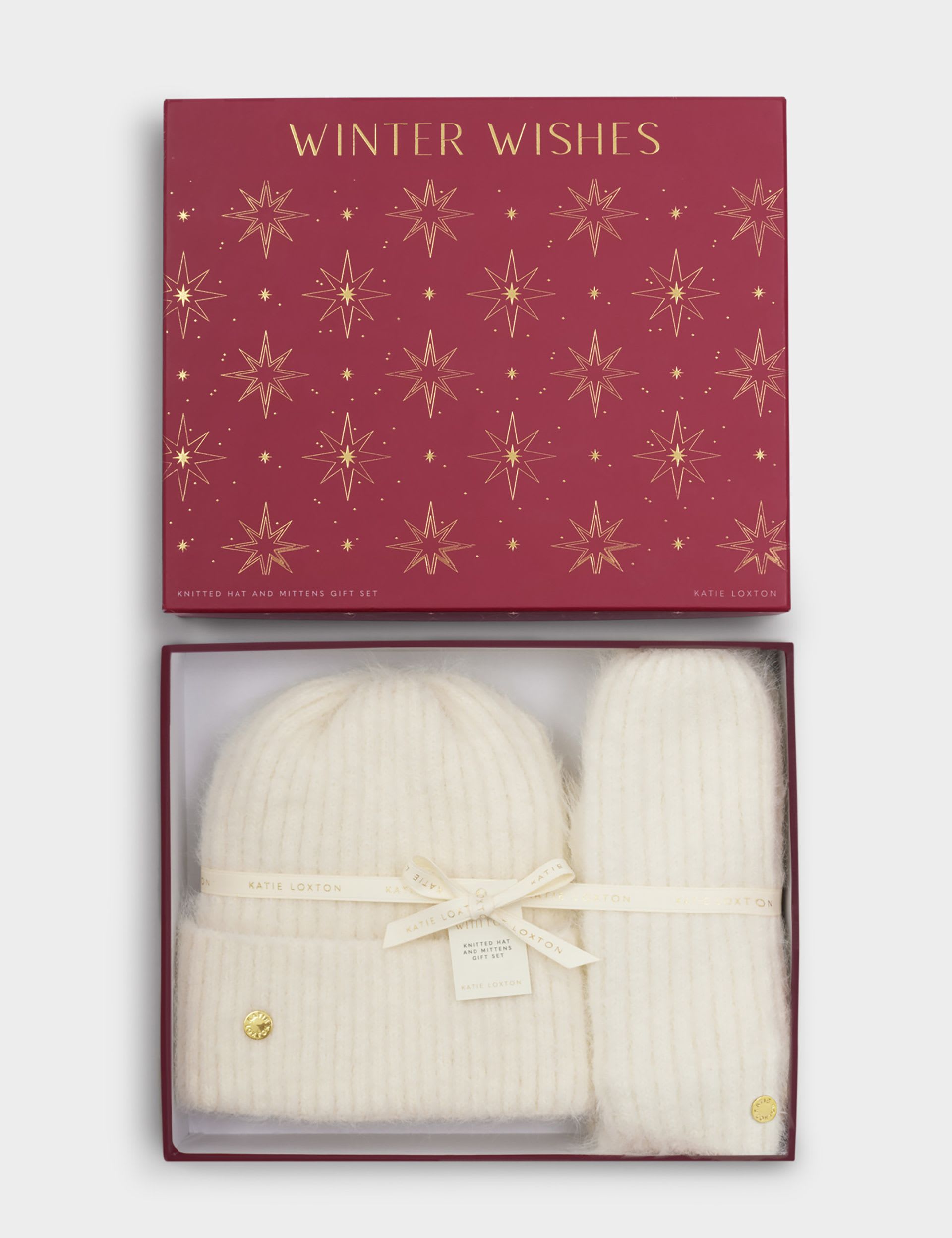 Katie Loxton knitted hat and gloves gift set - British product