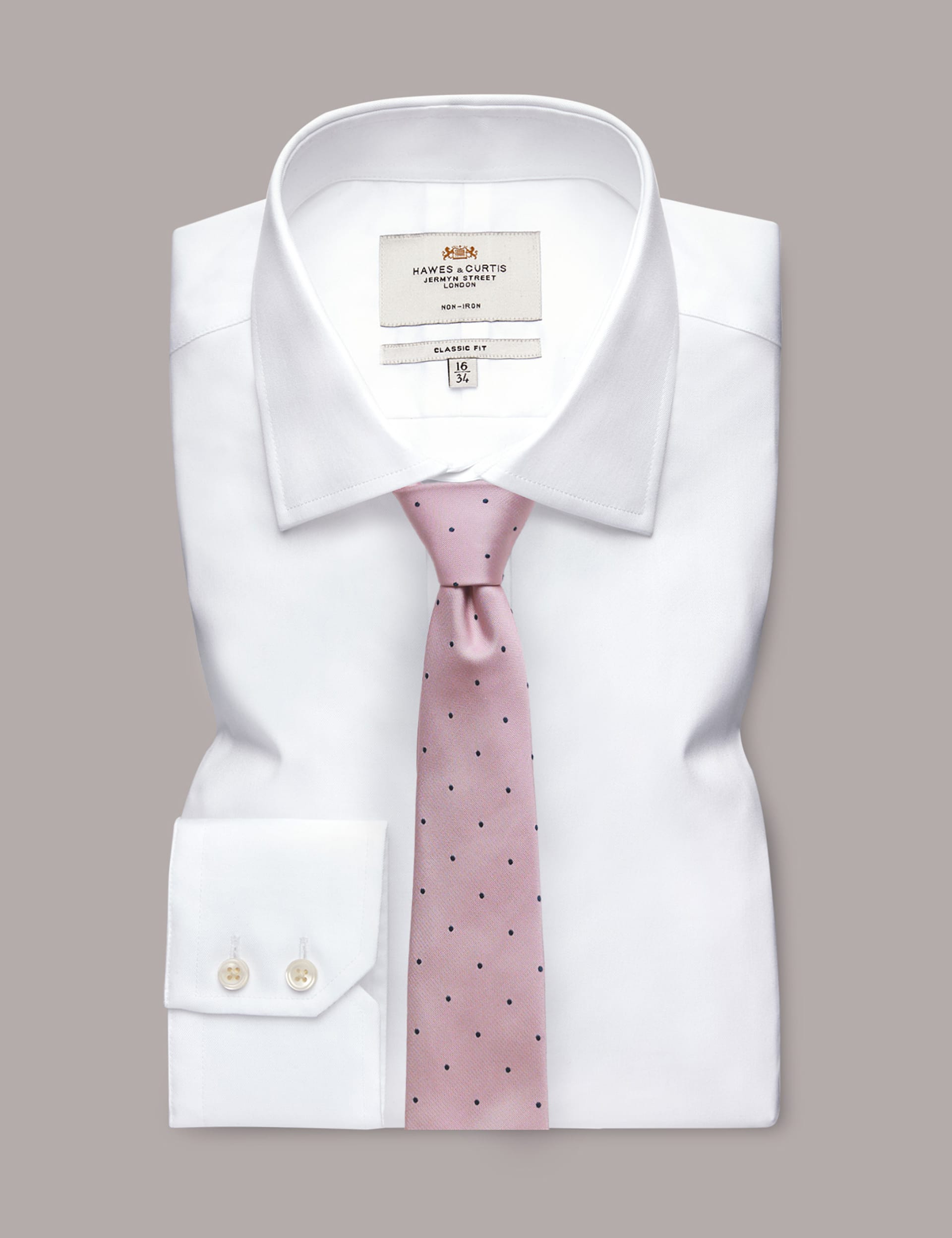 Hawes & Curtis polka dot pure silk tie 8cm - British product