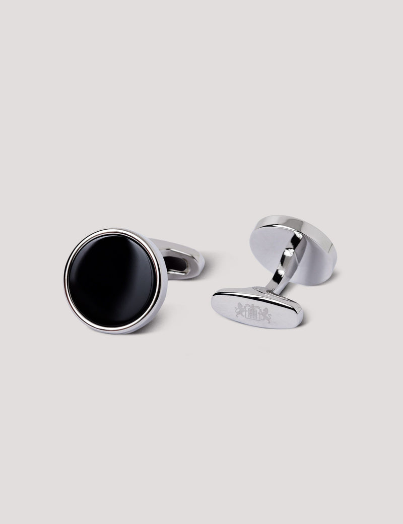 Hawes & Curtis black onyx cufflinks 27mm, UK version