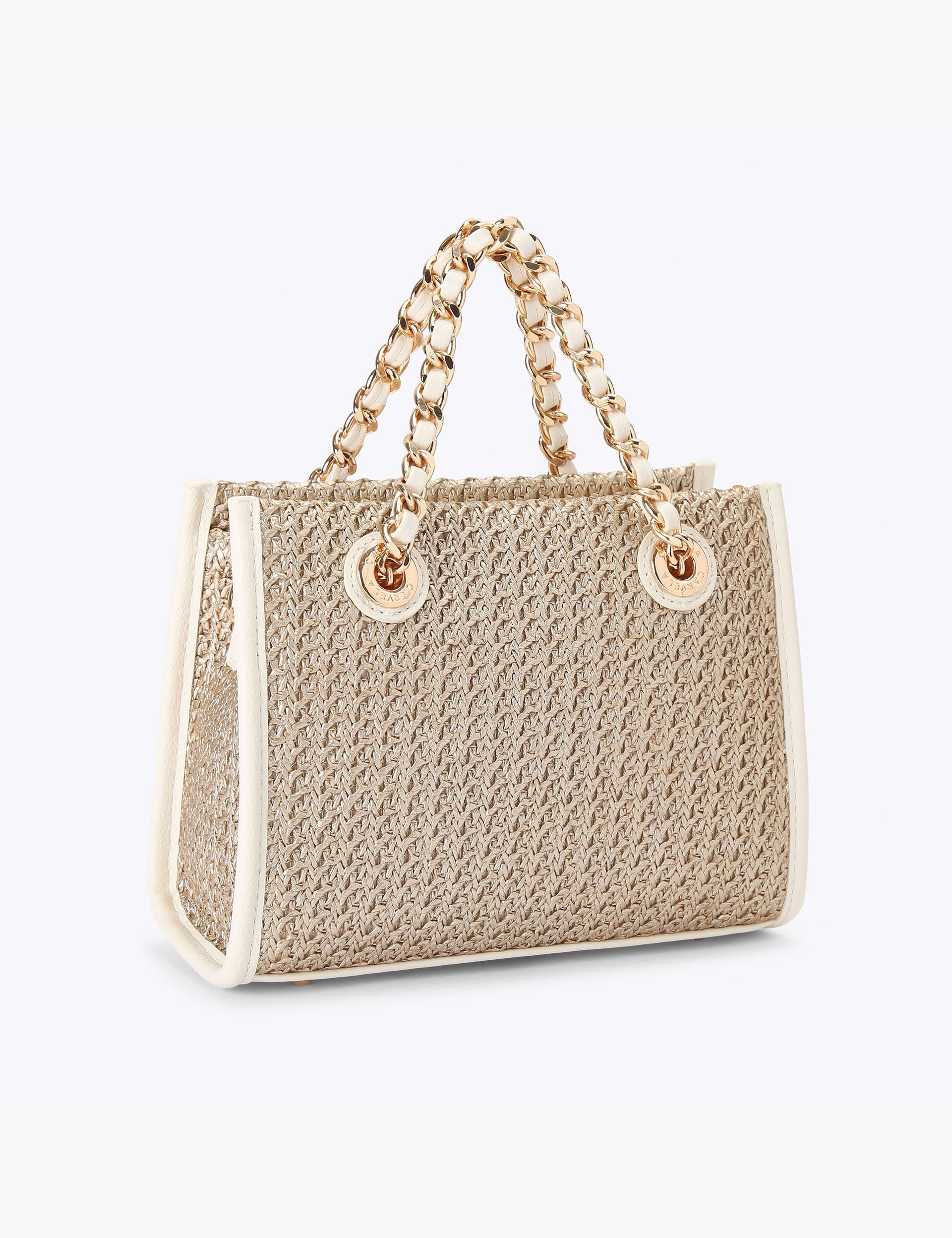 Carvela metallic raffia tote bag with starfish embellishments, imported from the UK